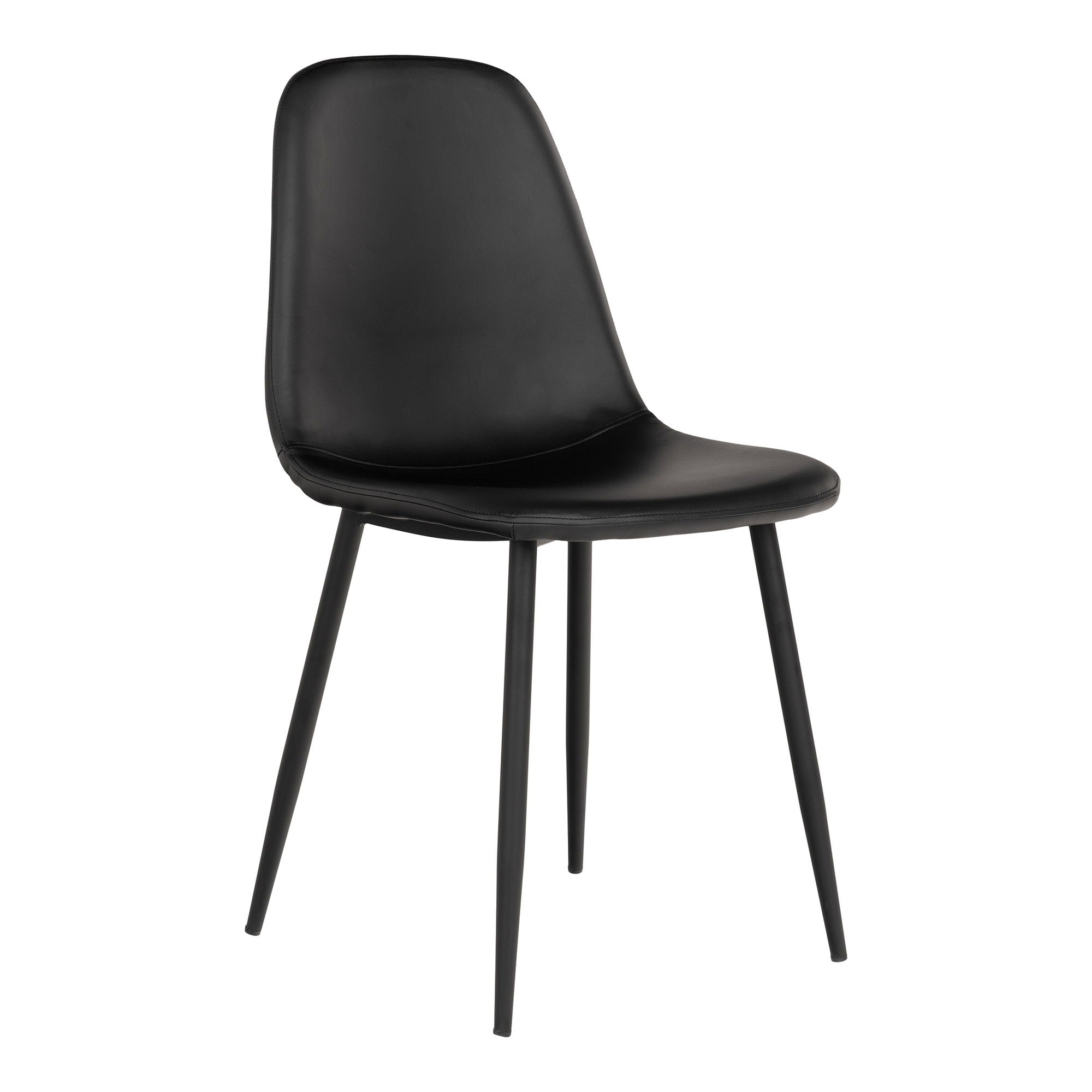Stockholm eetkamerstoel, PU leder in zwart , set van 2