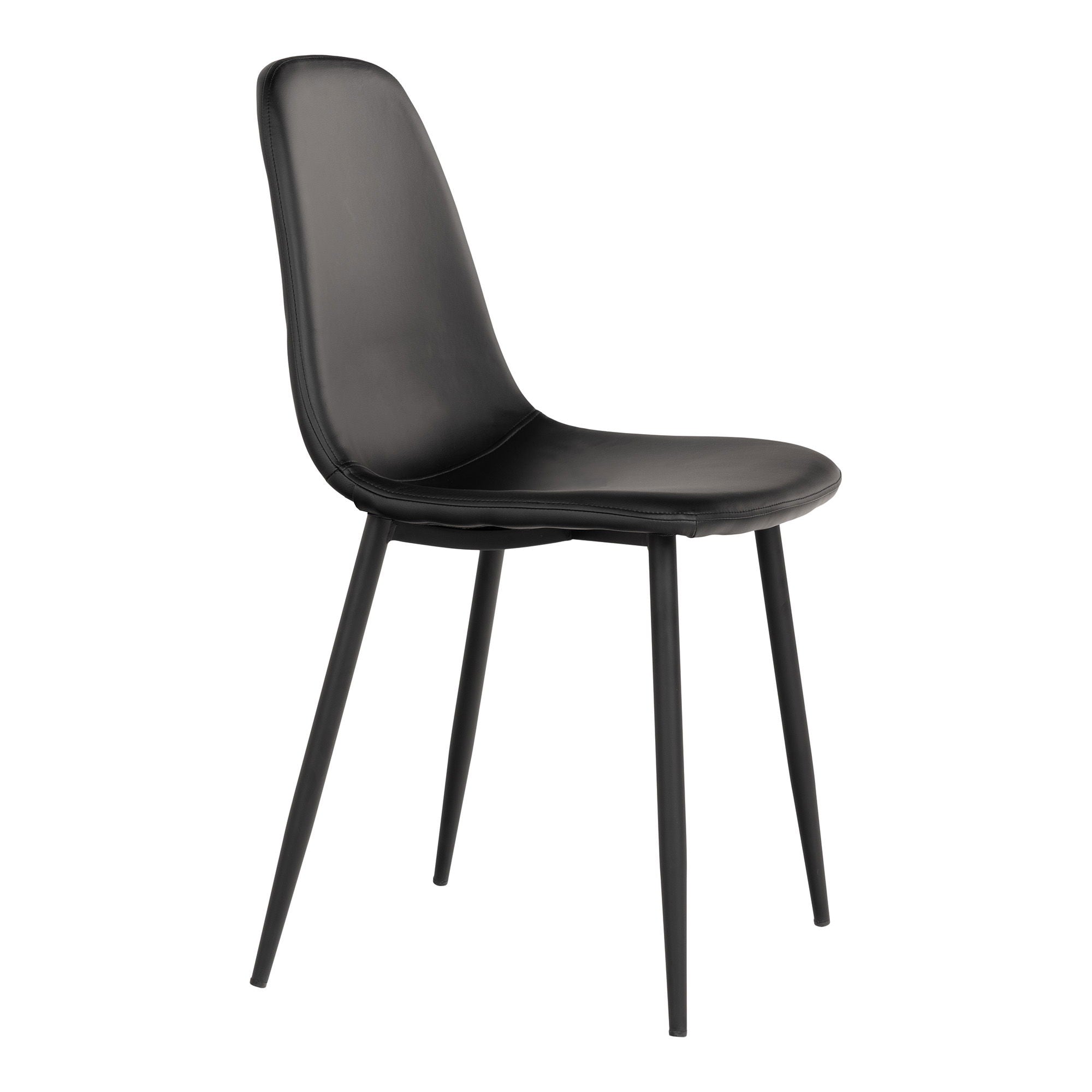 Stockholm eetkamerstoel, PU leder in zwart , set van 2