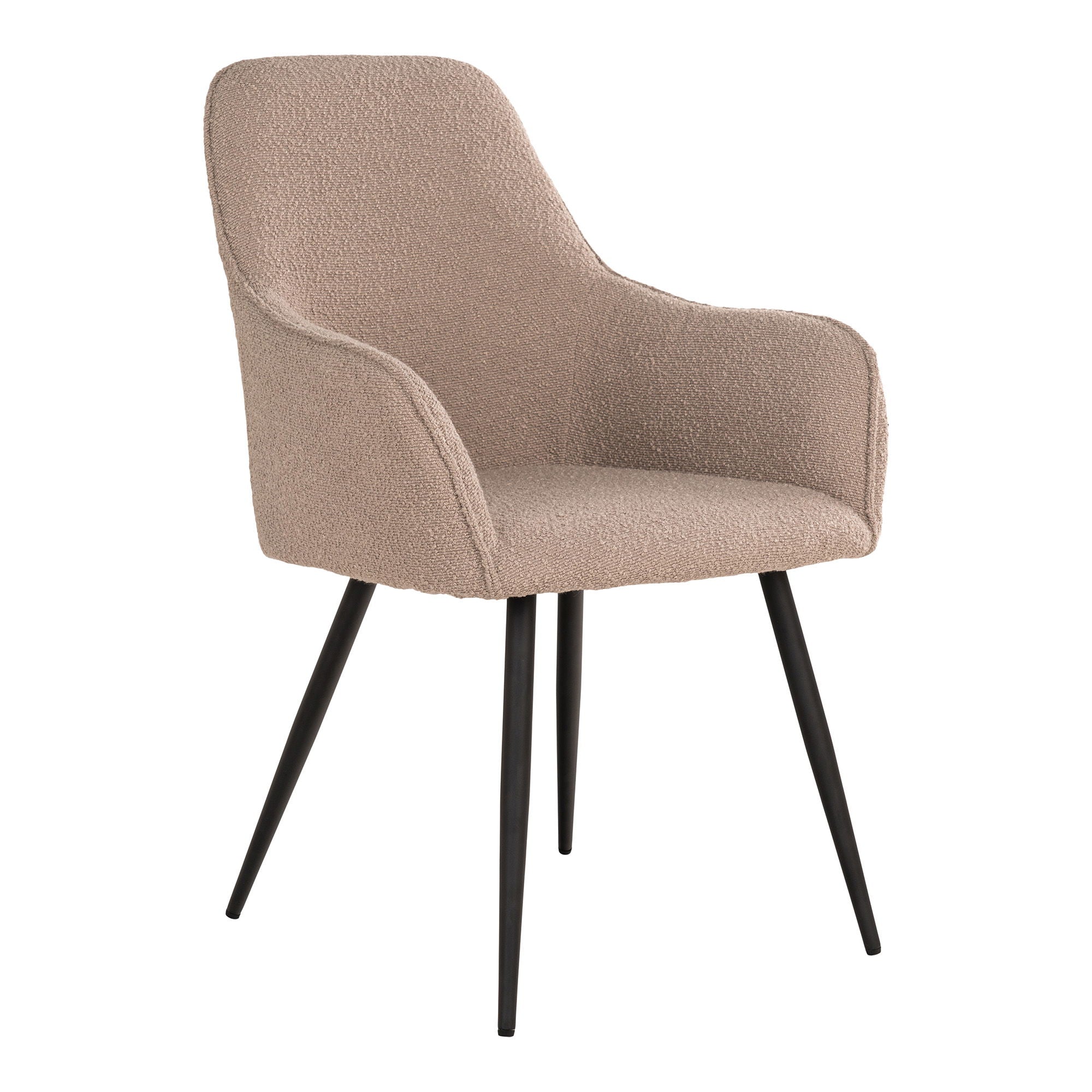Harboeetkamerstoel in beige bouclé, set van 2