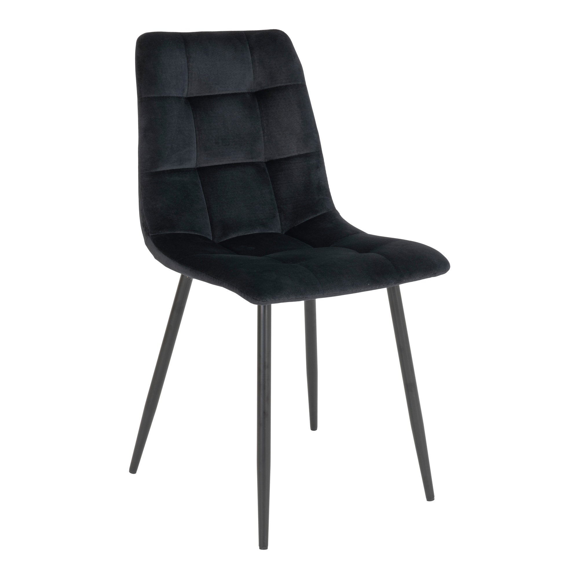 Middelfar eetkamerstoel in zwart velvet, set van 2