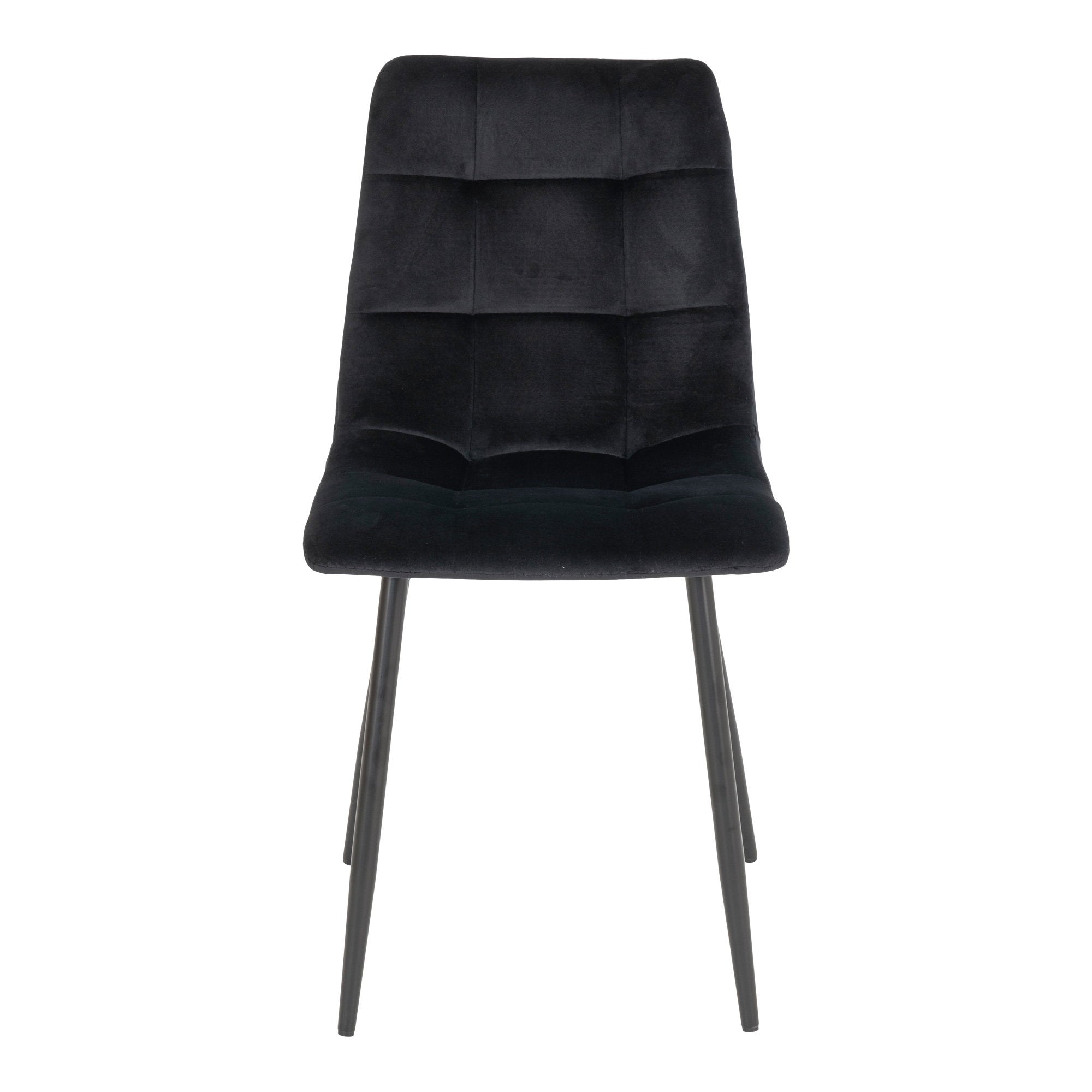 Middelfar eetkamerstoel in zwart velvet, set van 2