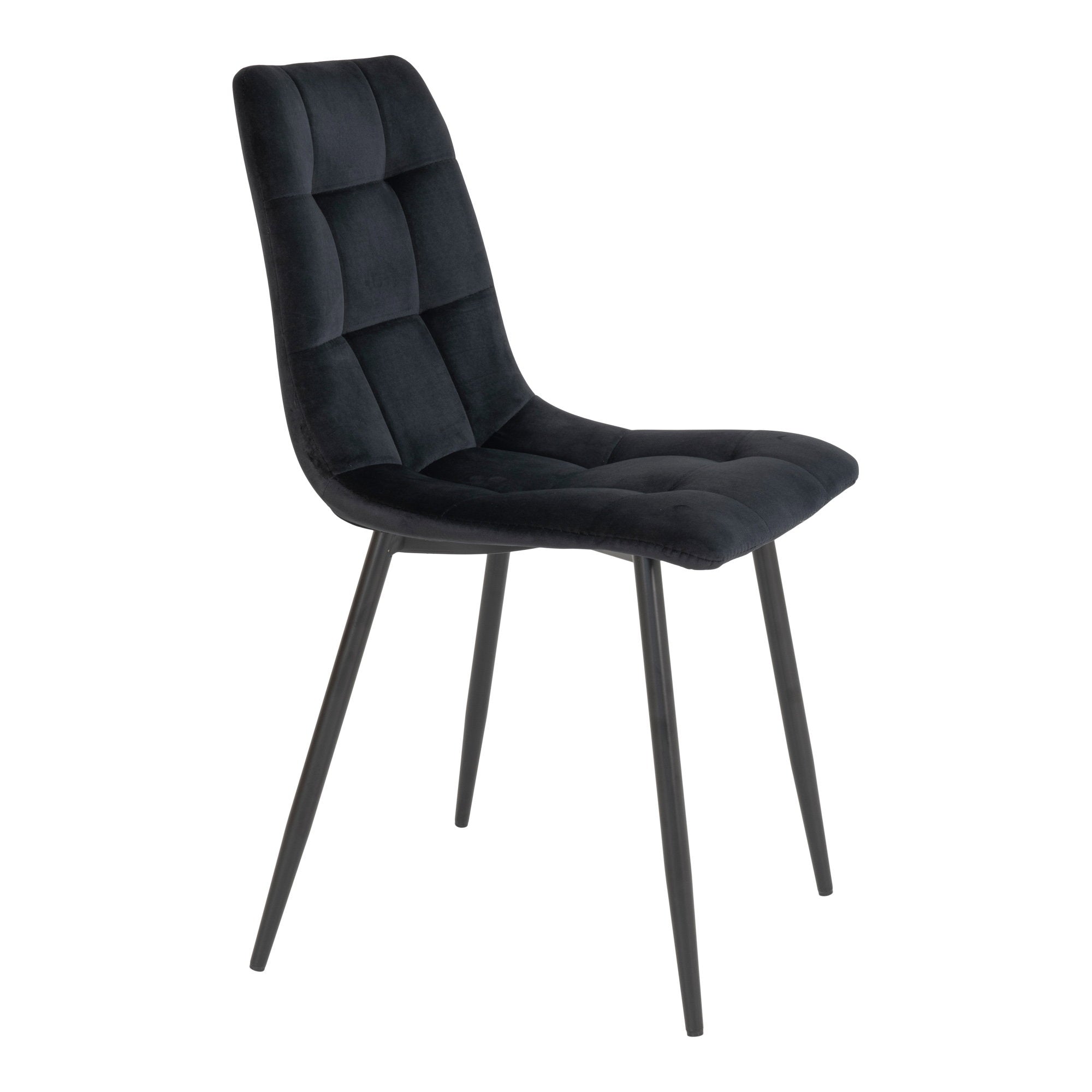 Middelfar eetkamerstoel in zwart velvet, set van 2