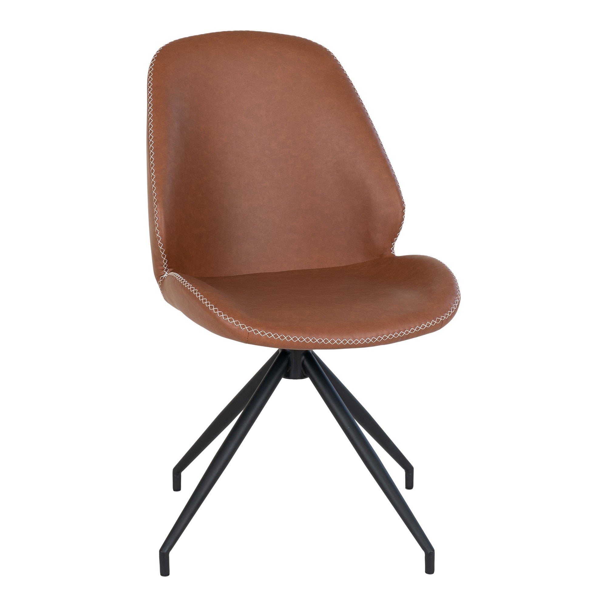 Monte Carlo eetkamerstoel in PU with Swivel, vintage brown with black legs (set of 2)