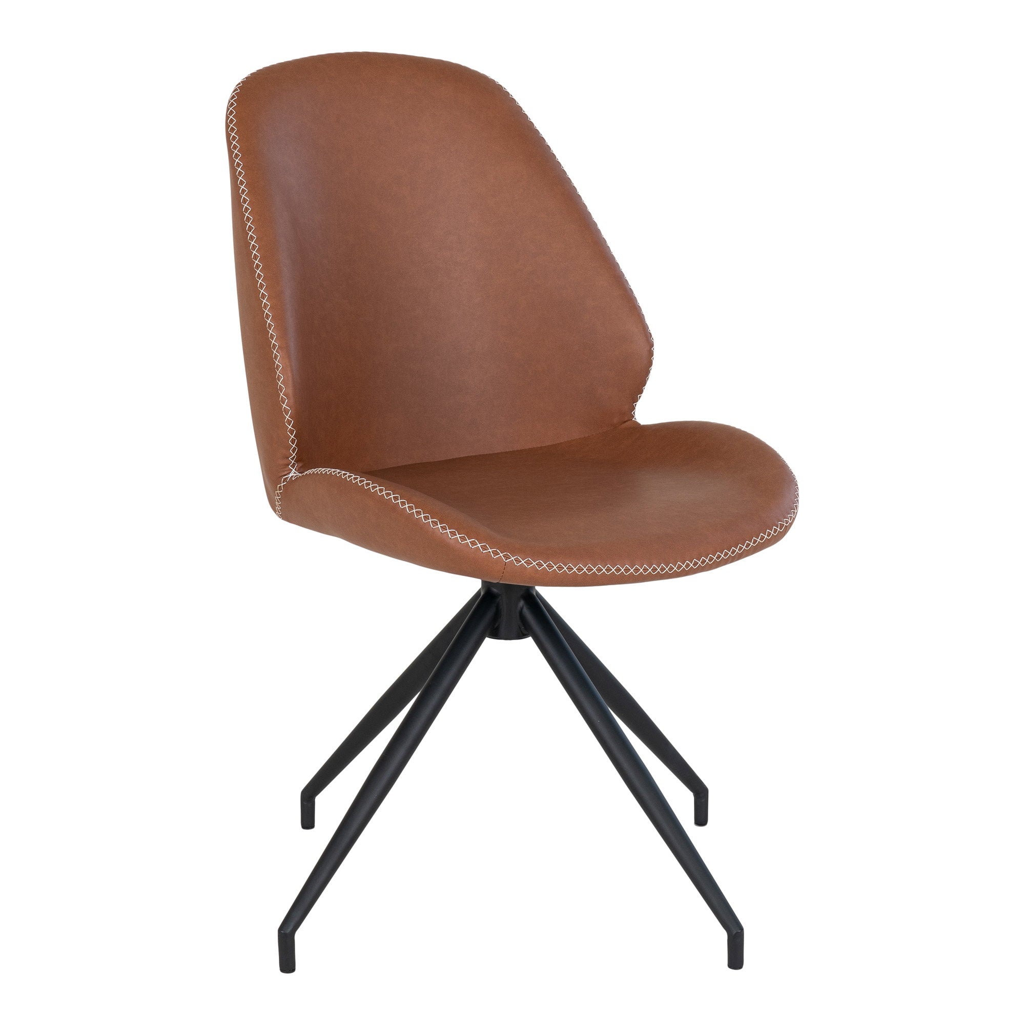 Monte Carlo eetkamerstoel in PU with Swivel, vintage brown with black legs (set of 2)