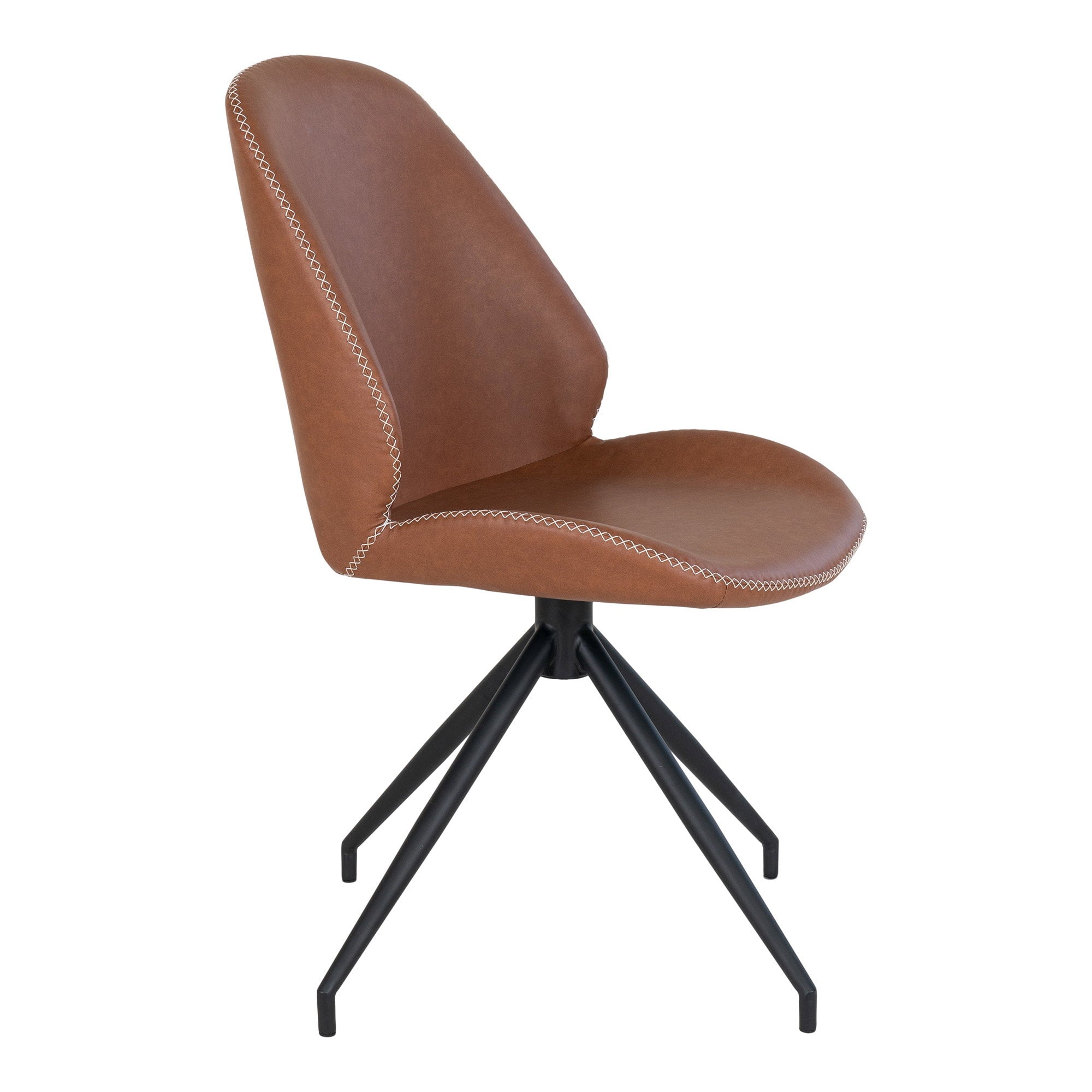 Monte Carlo eetkamerstoel in PU with Swivel, vintage brown with black legs (set of 2)