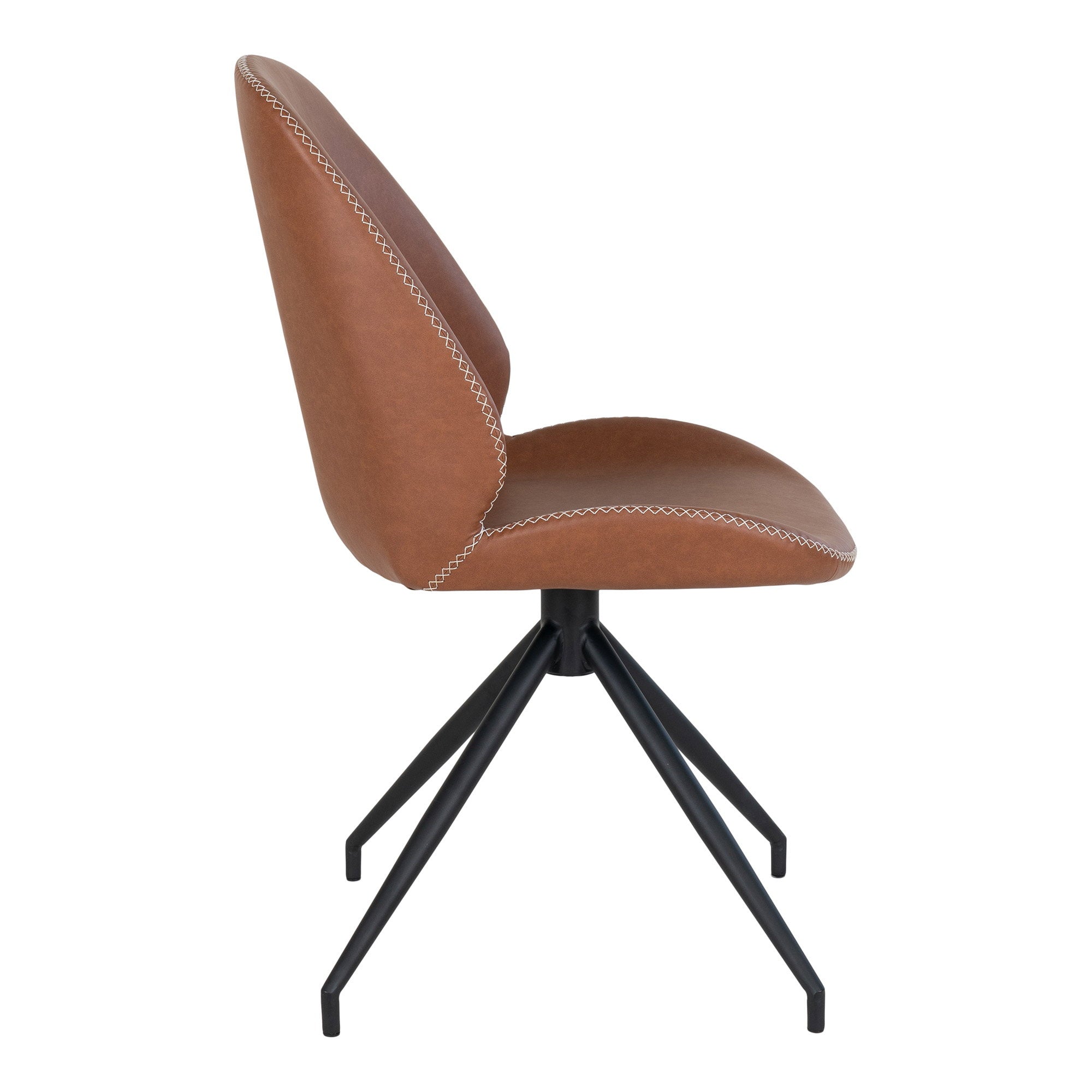 Monte Carlo eetkamerstoel in PU with Swivel, vintage brown with black legs (set of 2)