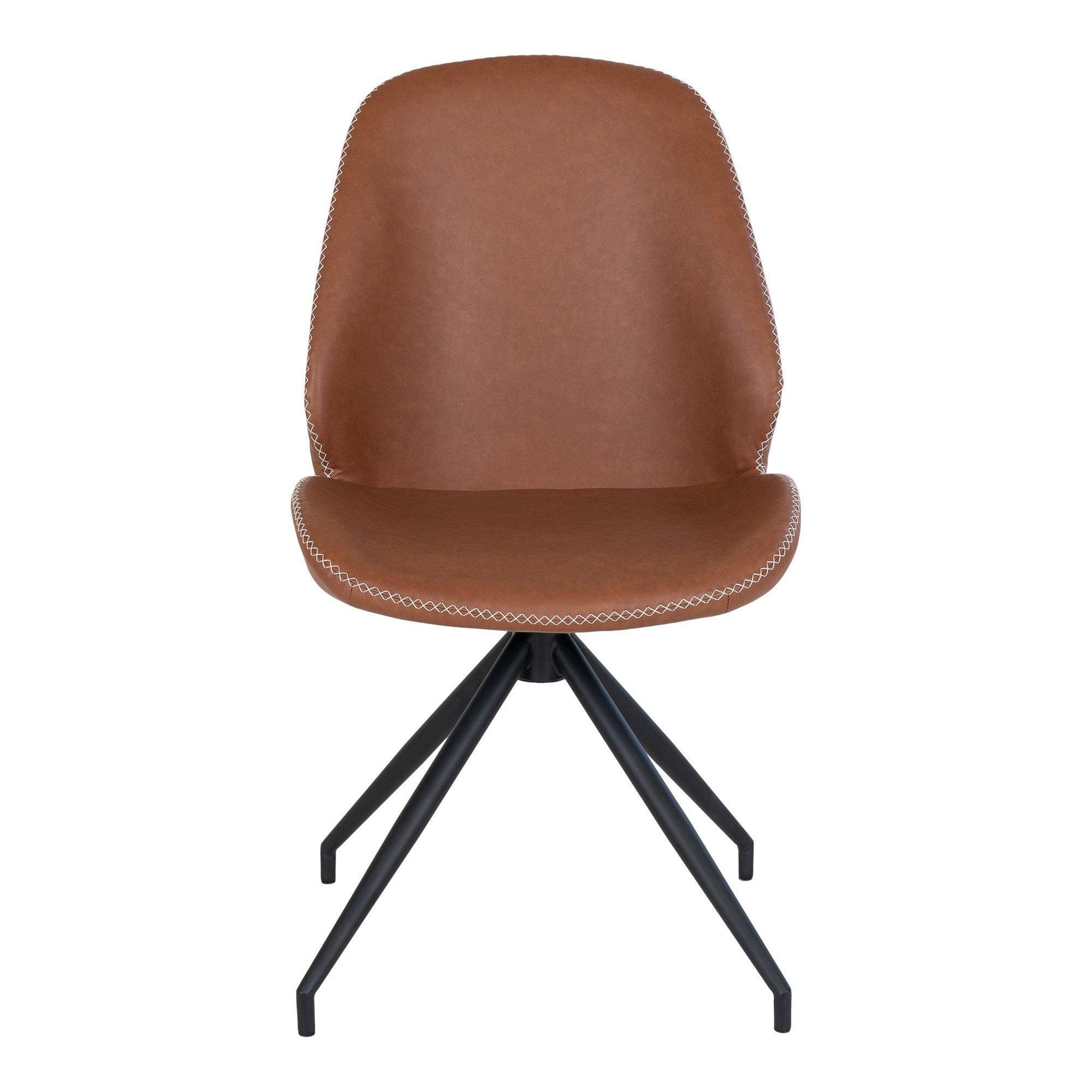 Monte Carlo eetkamerstoel in PU with Swivel, vintage brown with black legs (set of 2)