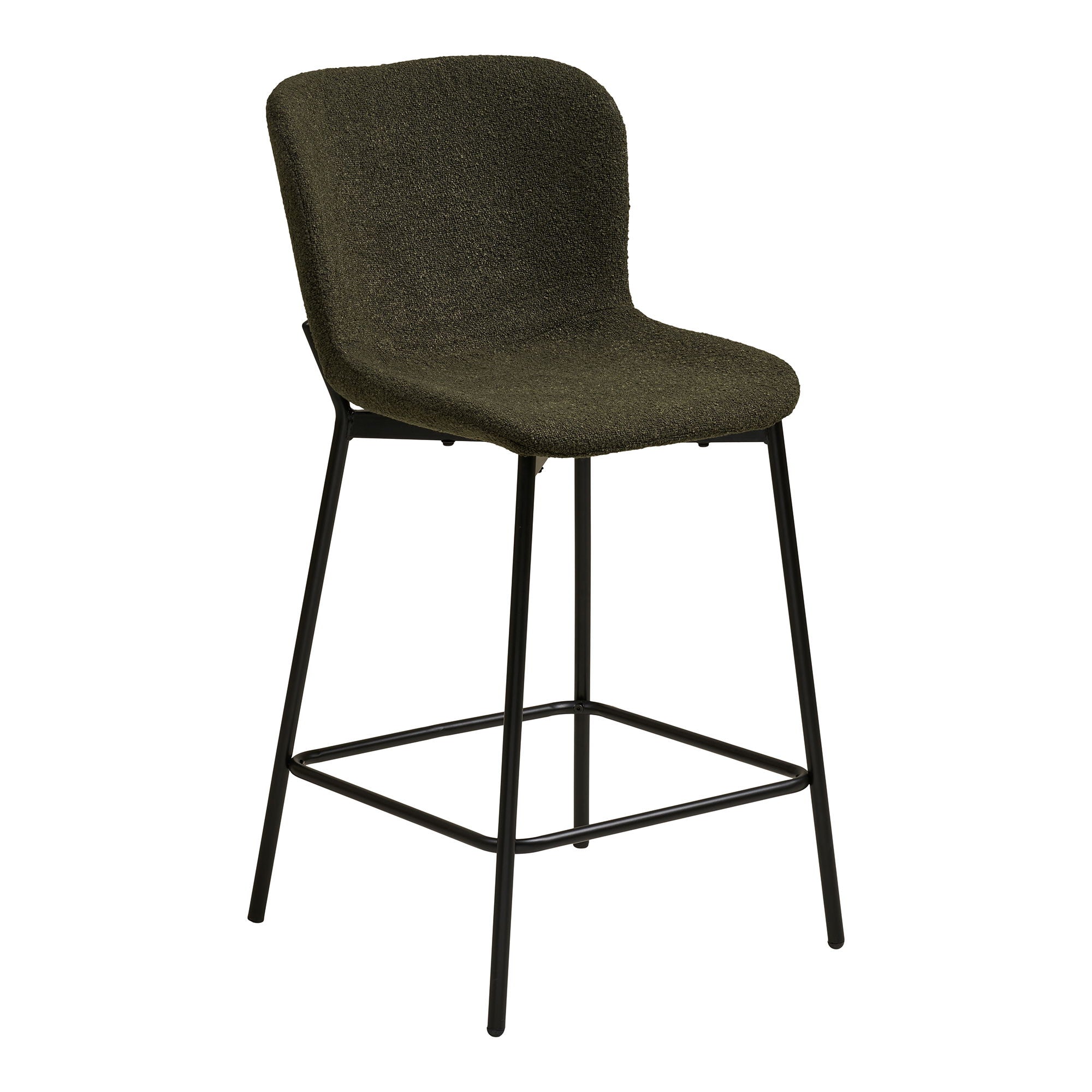 Maceda barstoel  in groen bouclé, set van 2