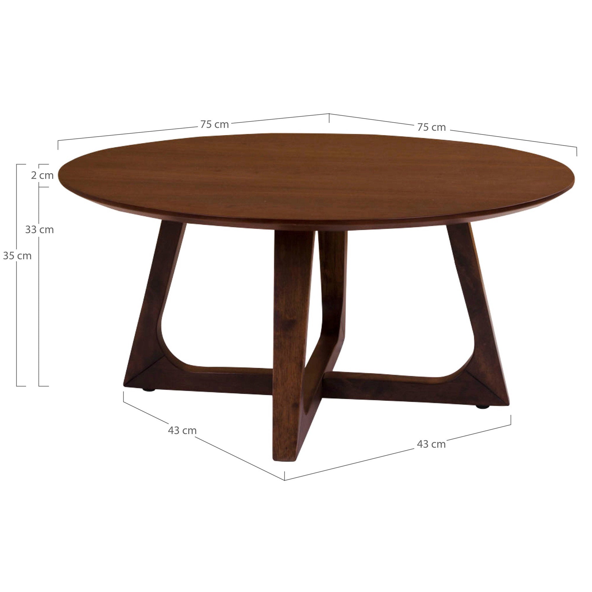 Hellerup salontafel, walnut veneer ø75x36 cm
