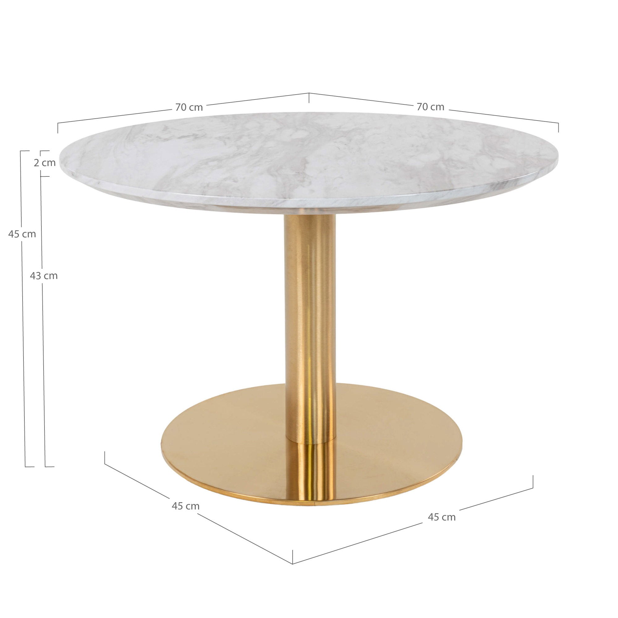 Bolzano salontafel in marmerlook, ø70x45 cm