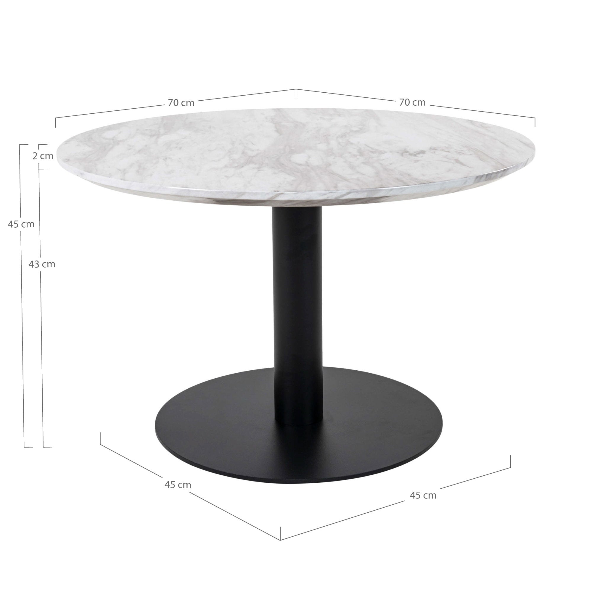 Bolzano salontafel met marmerlook, ø70x45 cm