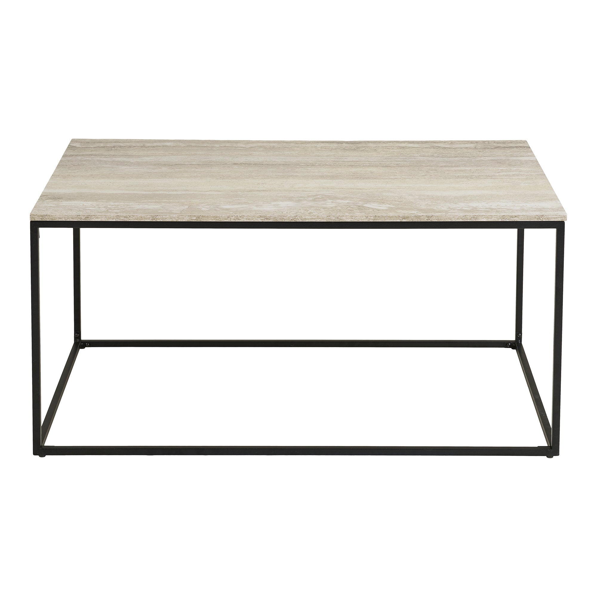 Vita salontafel travertin look met zwarte frame, 90x60x45 cm