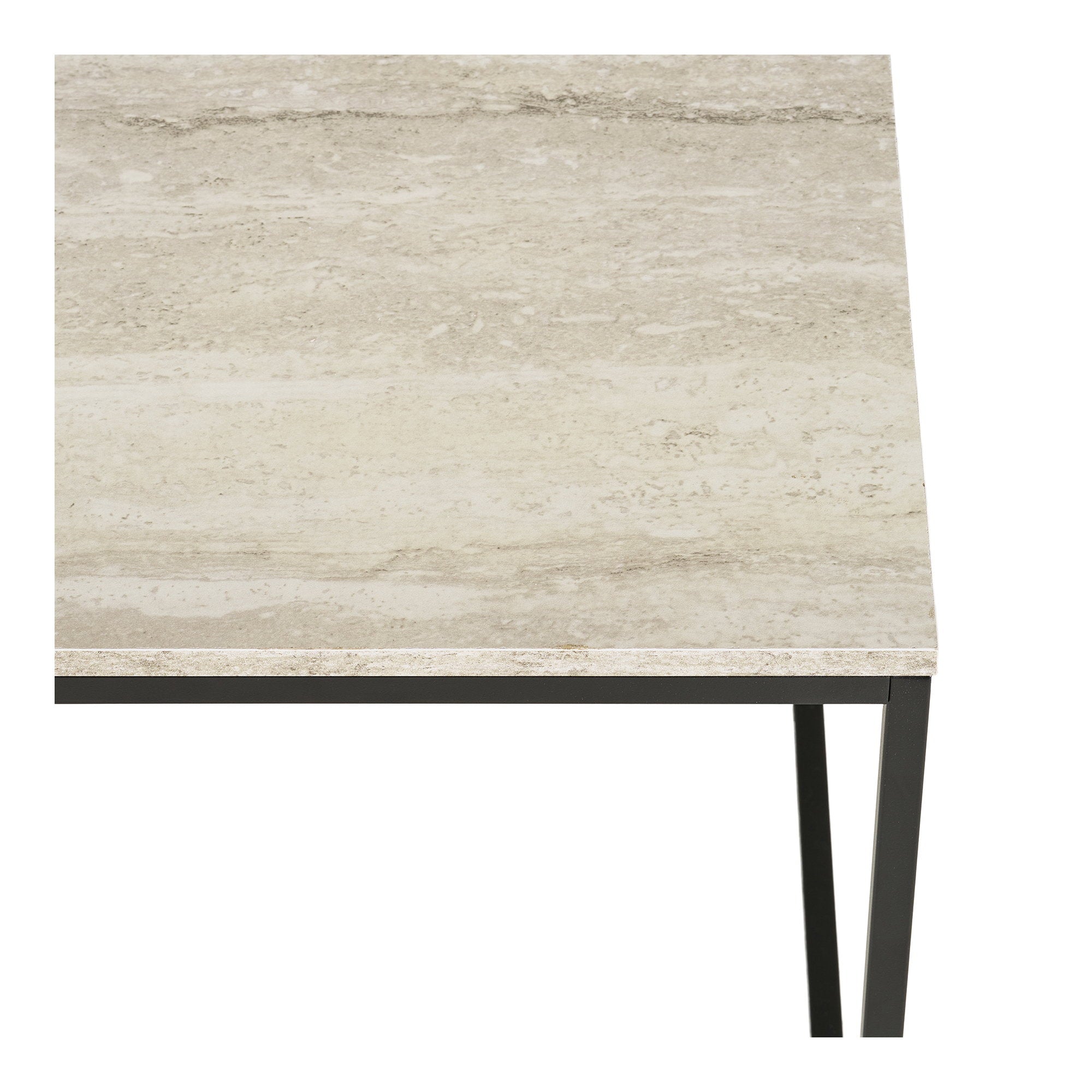 Vita salontafel travertin look met zwarte frame, 90x60x45 cm