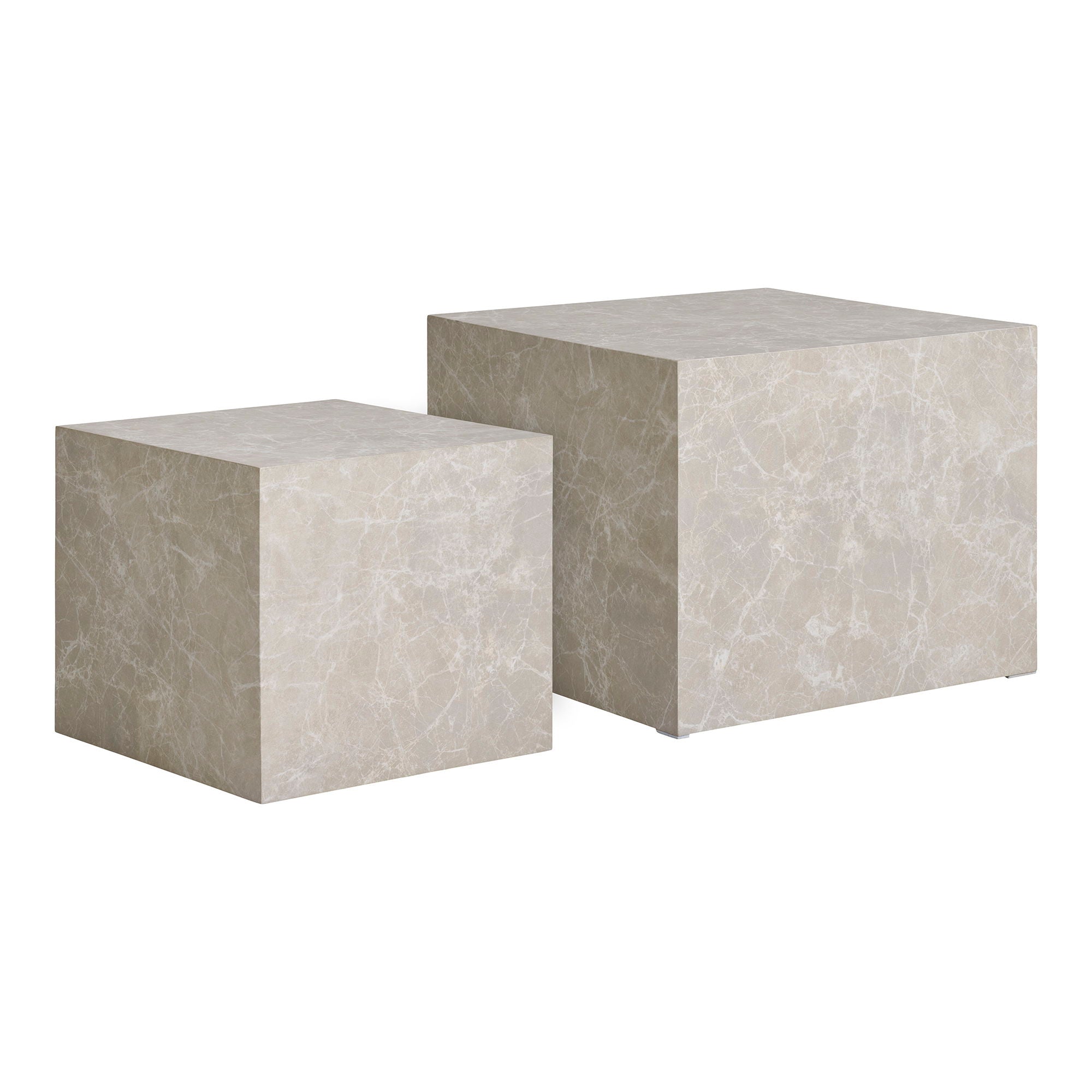 Prague salontafel, marble look, beige set of 2