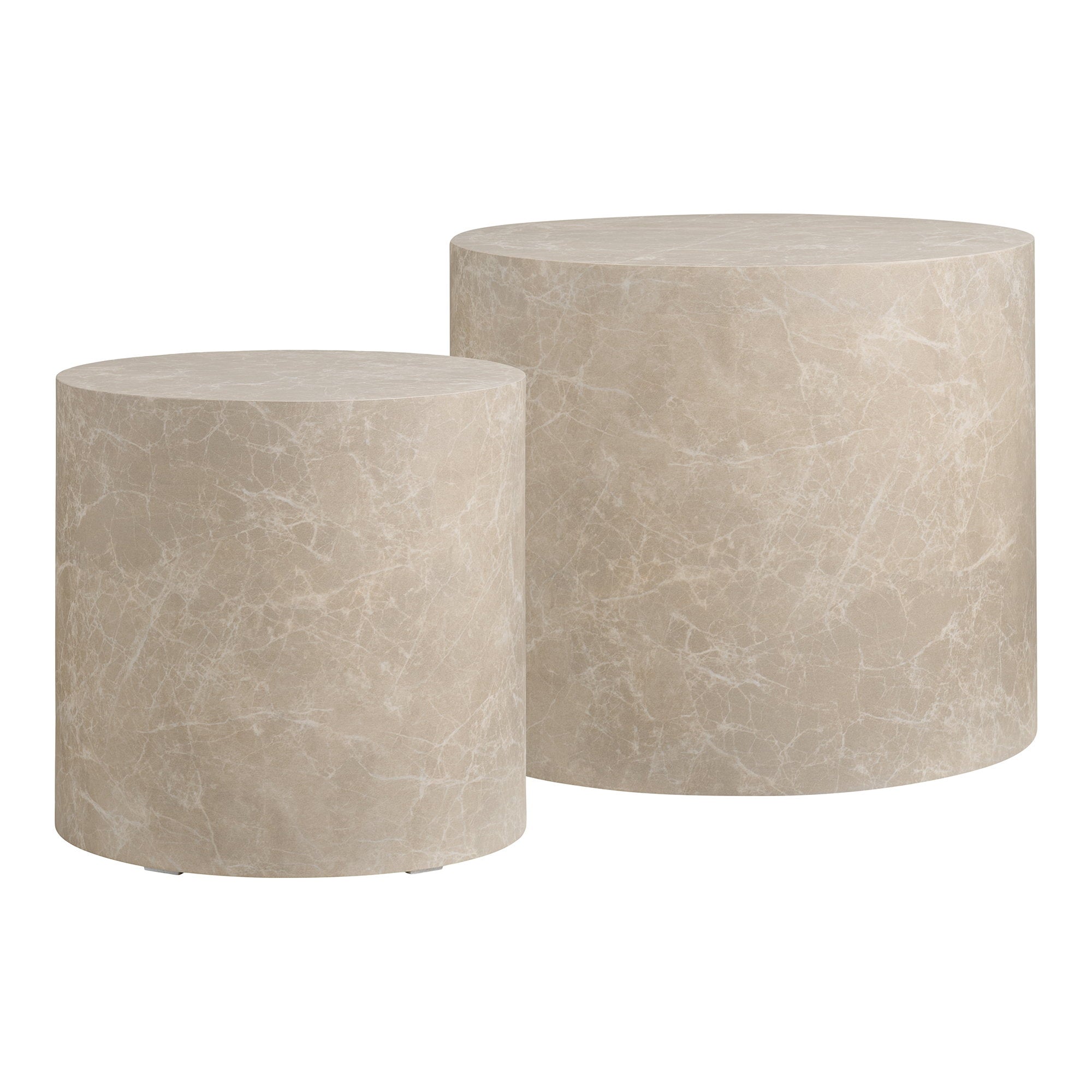 Prague salontafel Marmerlook, ronde beige set van 2
