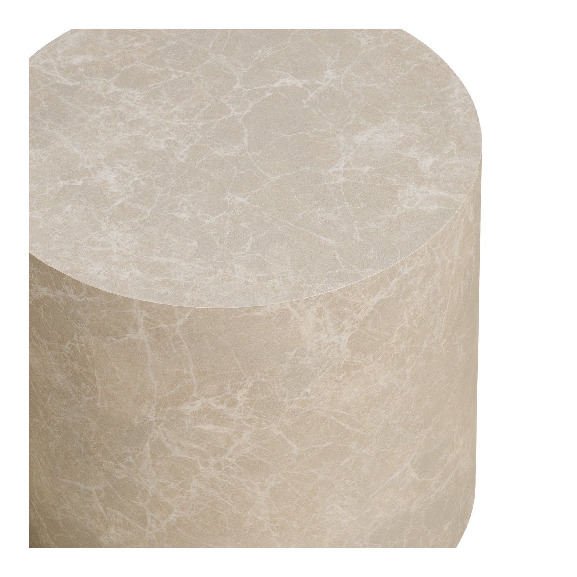 Prague salontafel Marmerlook, ronde beige set van 2