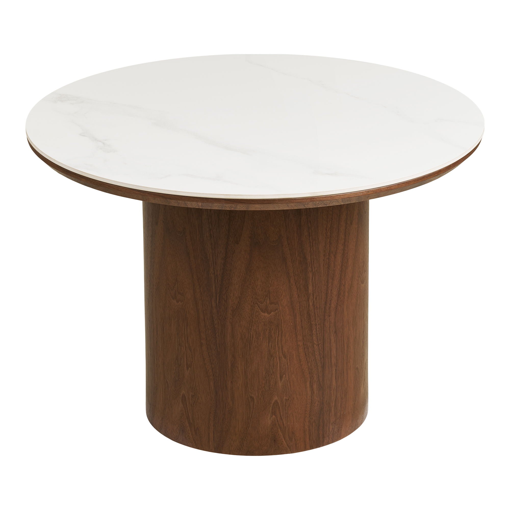 Noli salontafel, ceramic table top/ash veneer, white/dark brown ø60x42 cm
