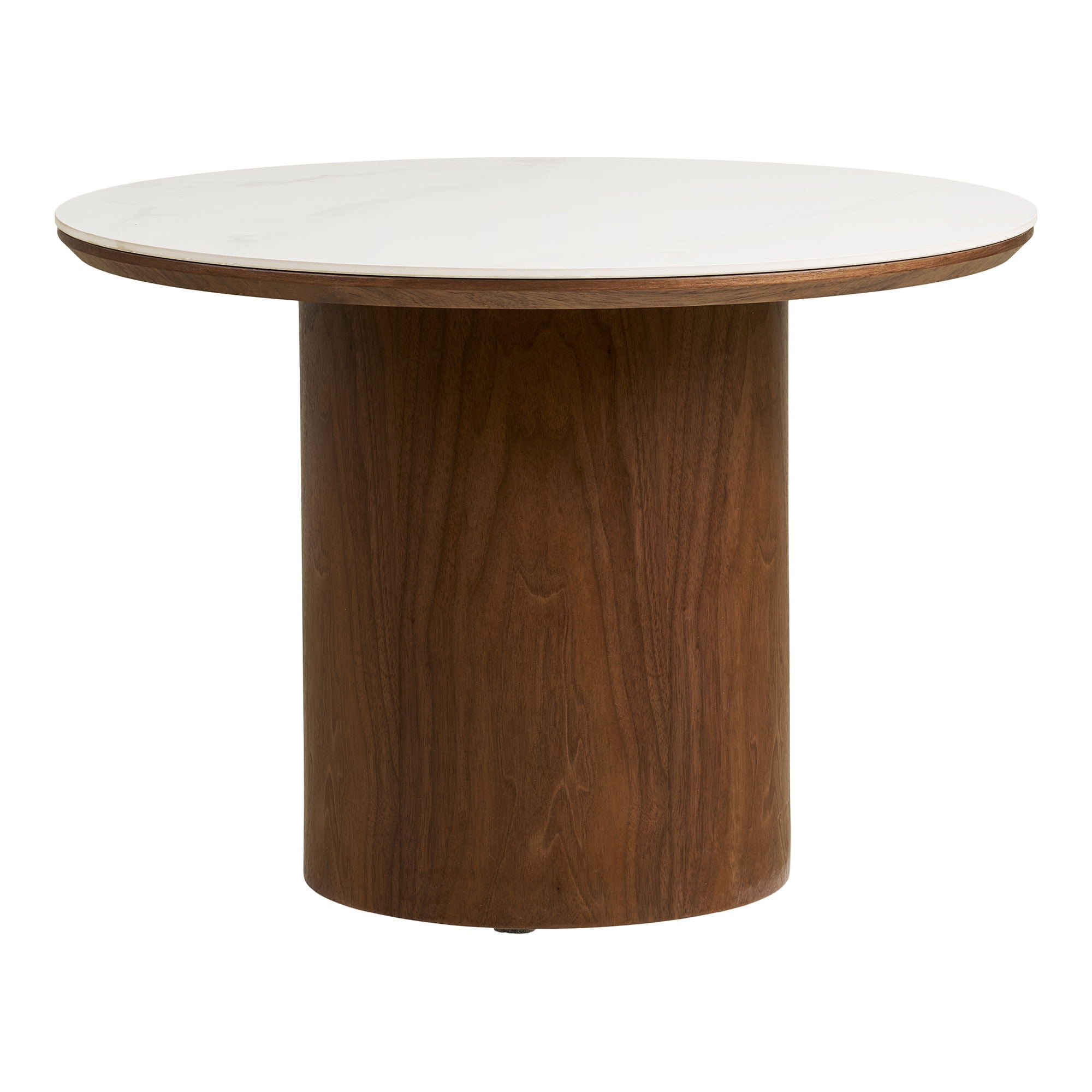 Noli salontafel, ceramic table top/ash veneer, white/dark brown ø60x42 cm