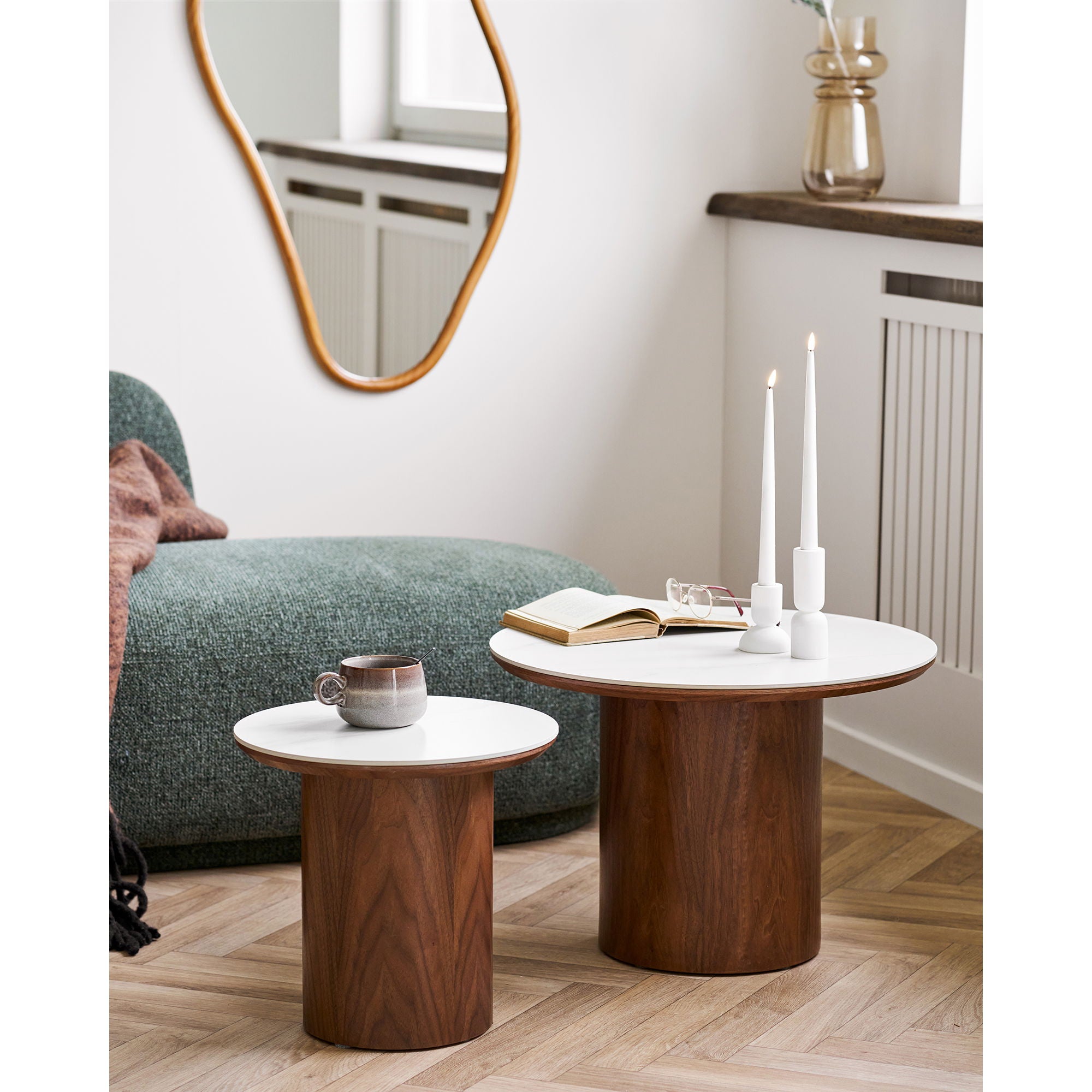 Noli bijzettafel keramisch top/ash veneer ø40x38 cm