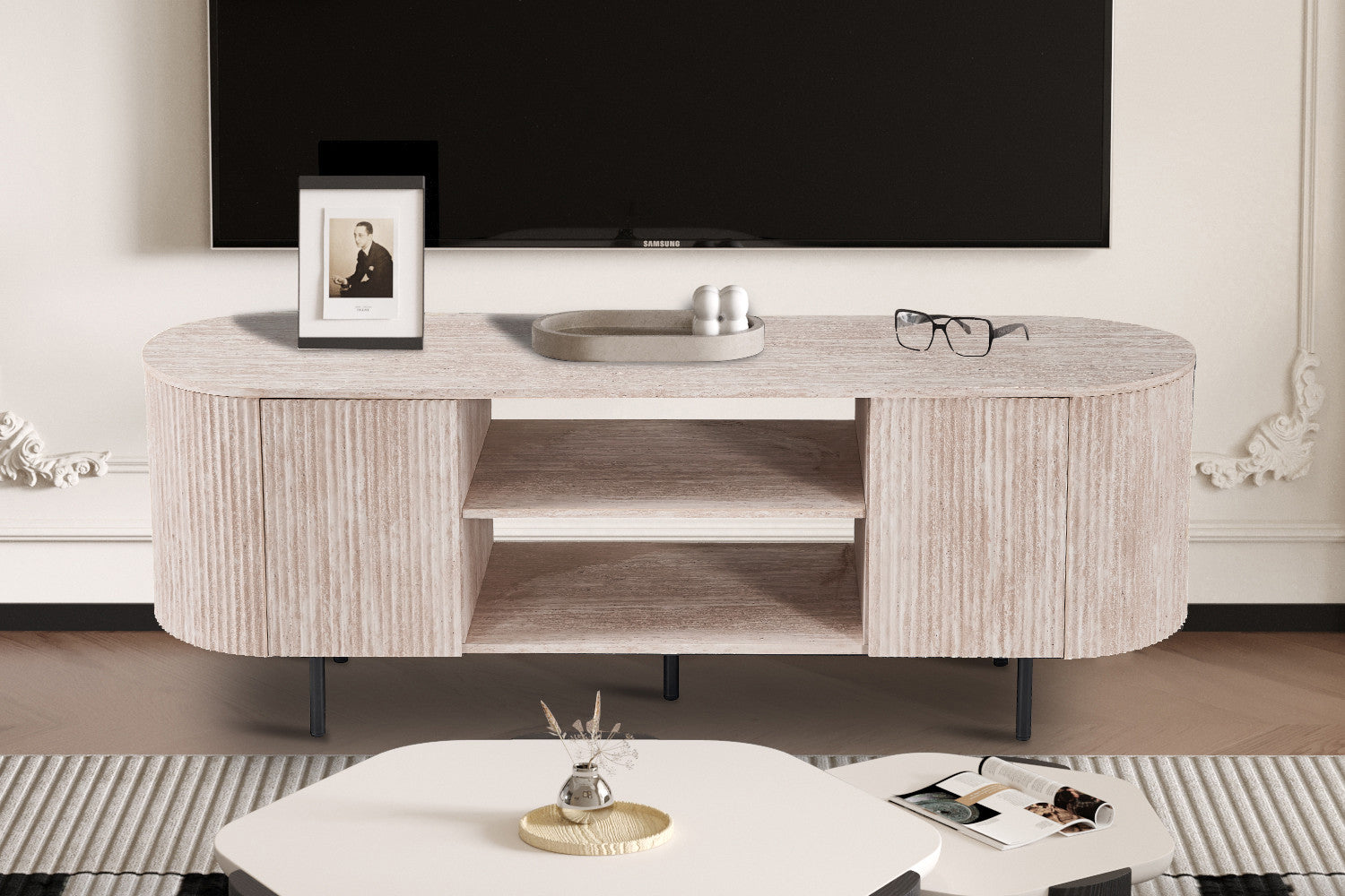 TV meubel 'Lagos' 160 cm Decor Travertin Beige