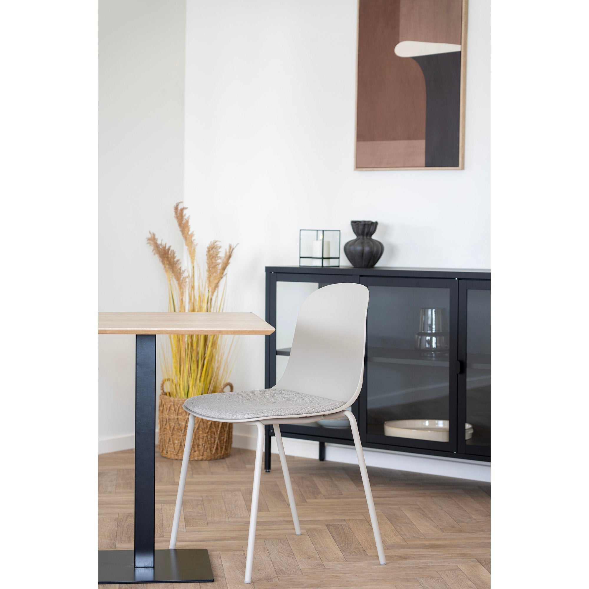 Fano bistro tafel - Melamine in natural, zwart metalen voet 70x70x75 cm