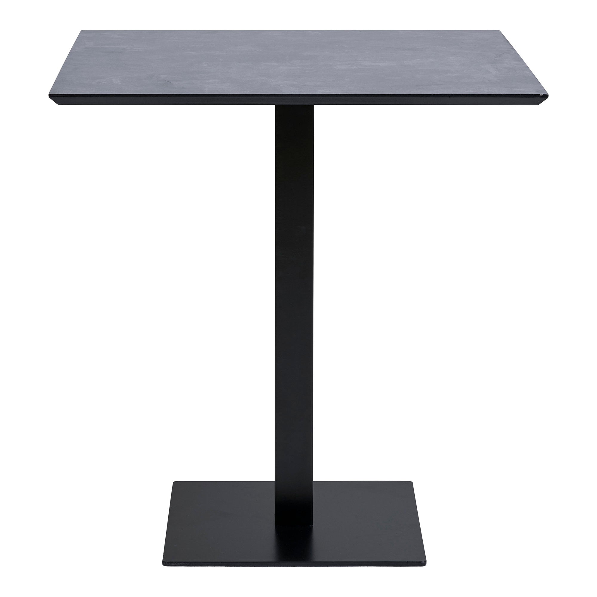 Fano bistro tafel - Melamine, donker stone-look, zwart metalen voet 70x70x75 cm