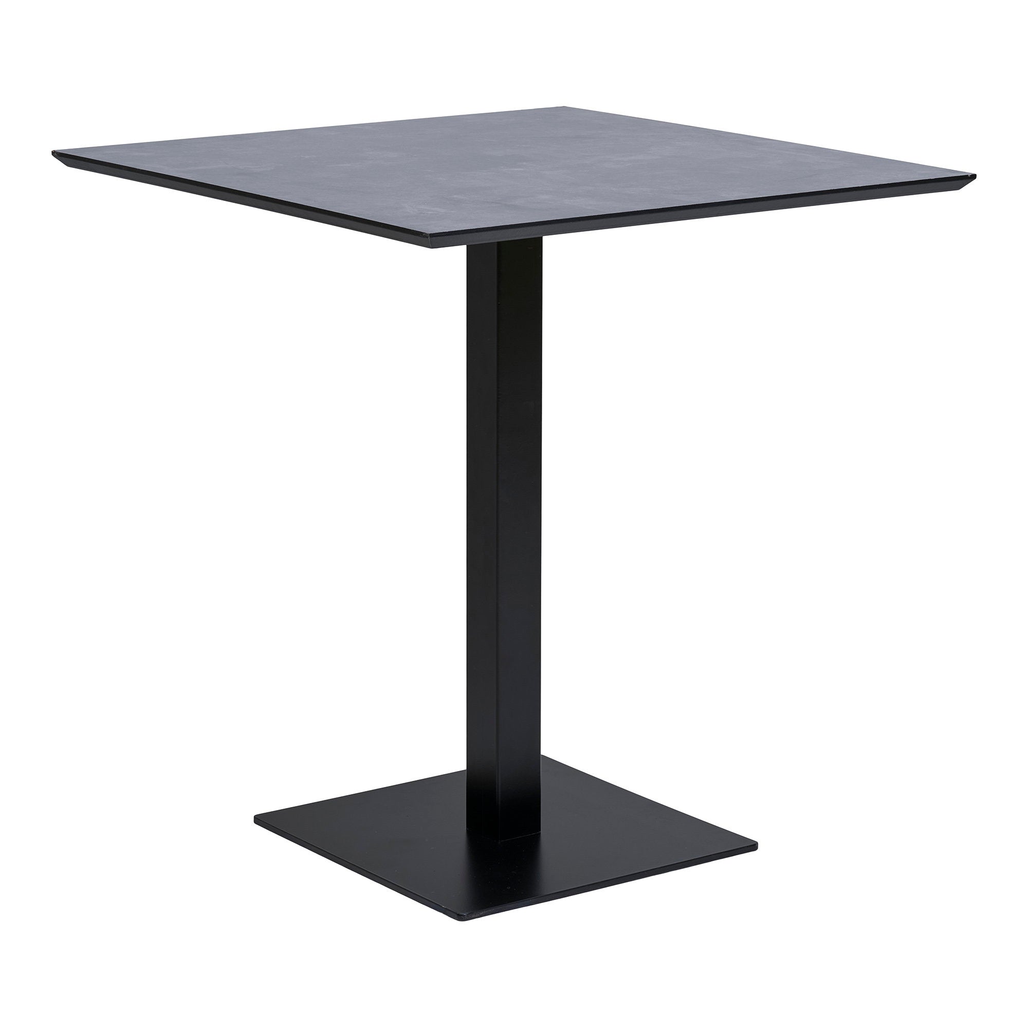 Fano bistro tafel - Melamine, donker stone-look, zwart metalen voet 70x70x75 cm