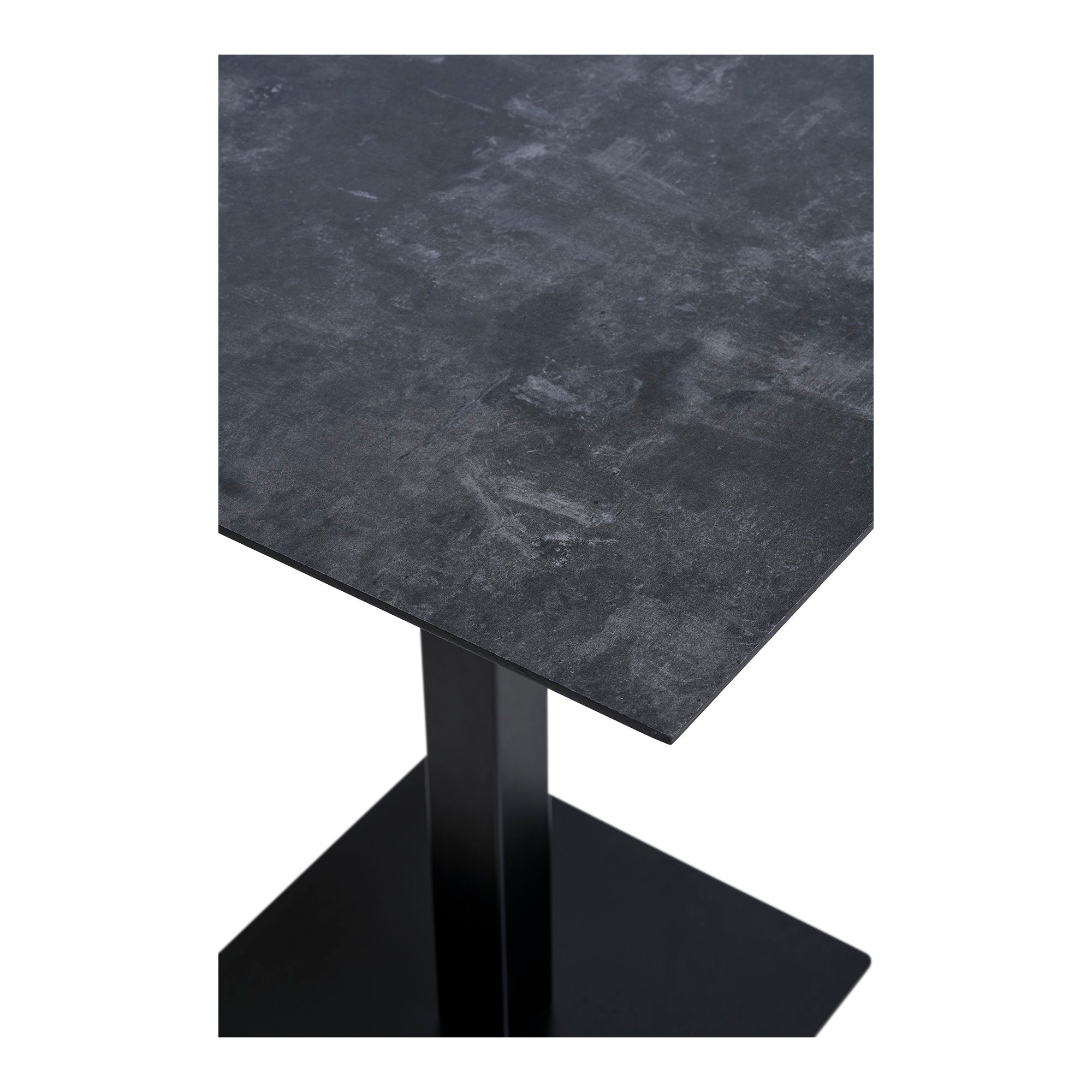 Fano bistro tafel - Melamine, donker stone-look, zwart metalen voet 70x70x75 cm