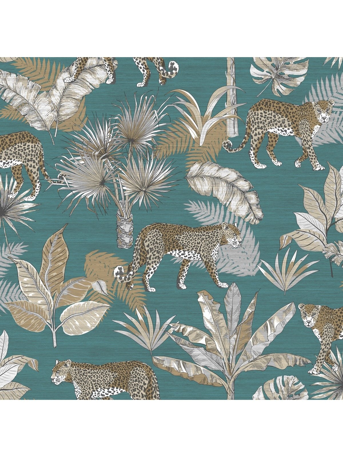 Behang Jungle Fever Leopard blauw/beige