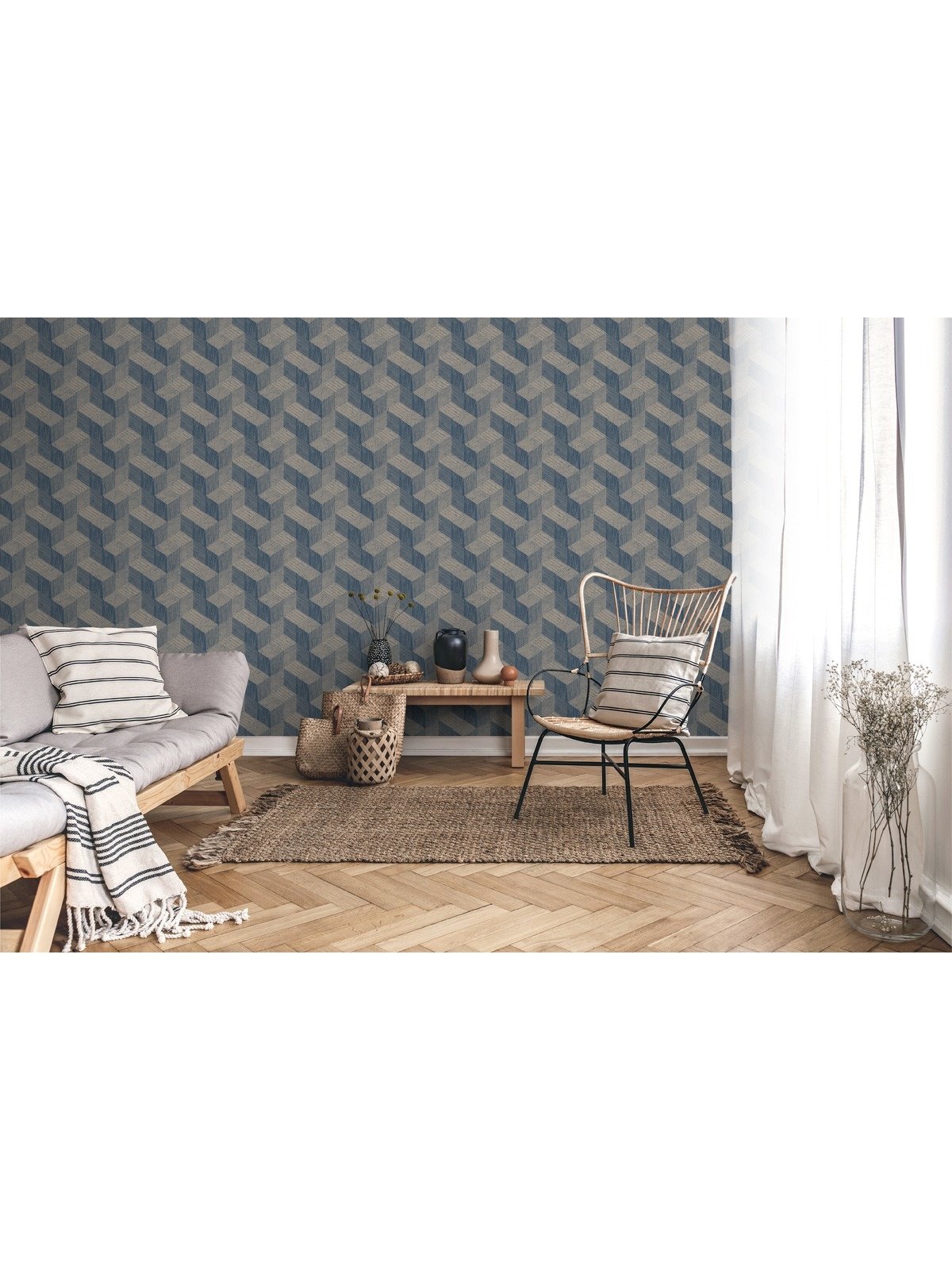 Behang Jungle Fever Freno blauw/goud