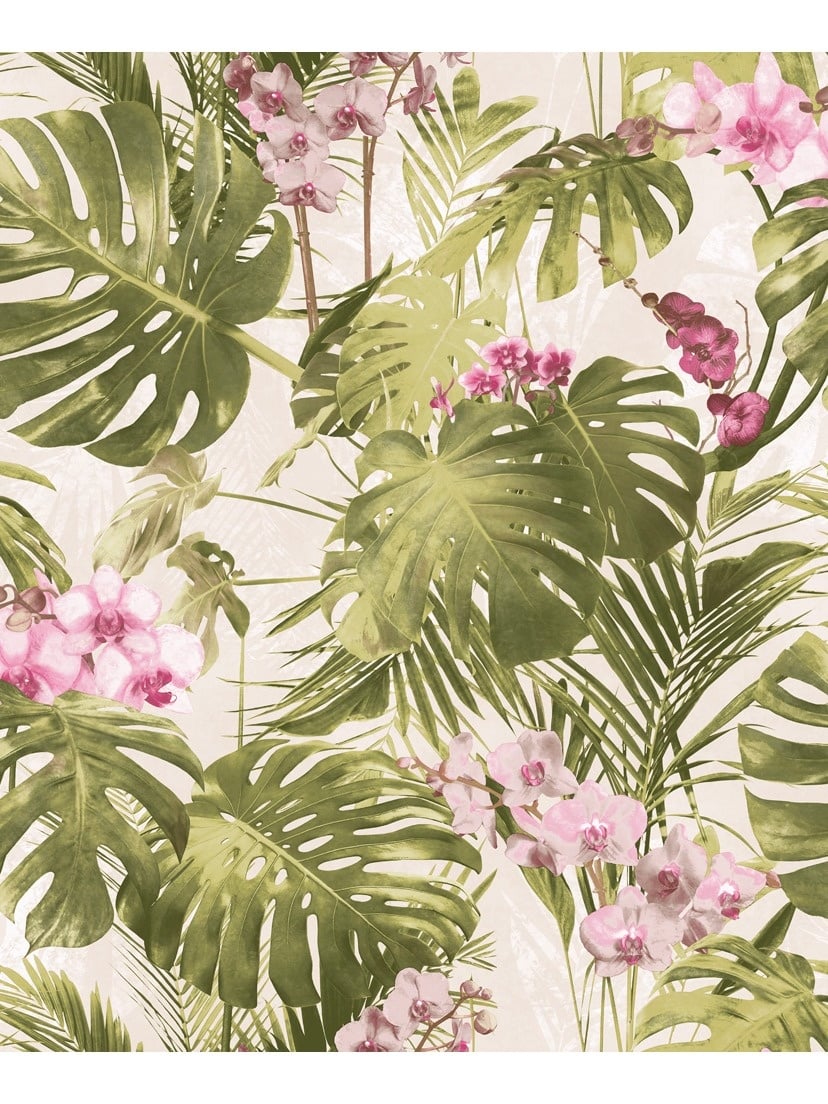 Behang Myriad Paradiso groen/roze
