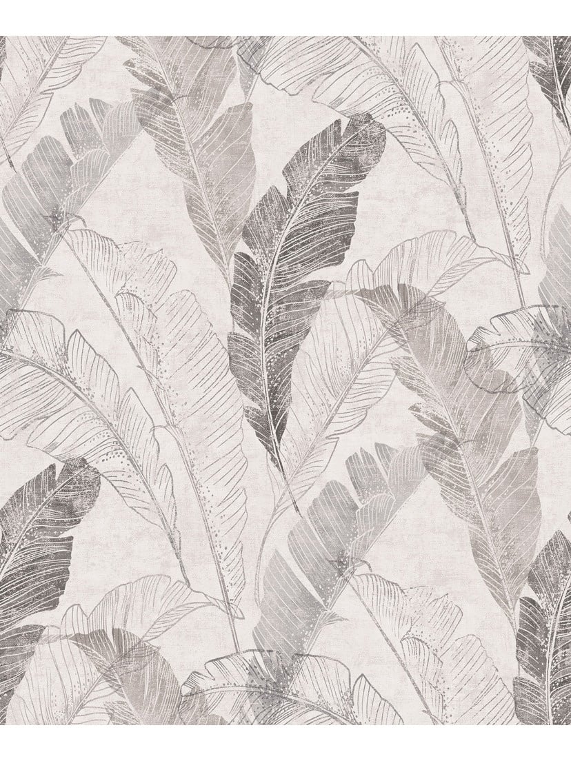 Behang Myriad Tropical Leaf grijs