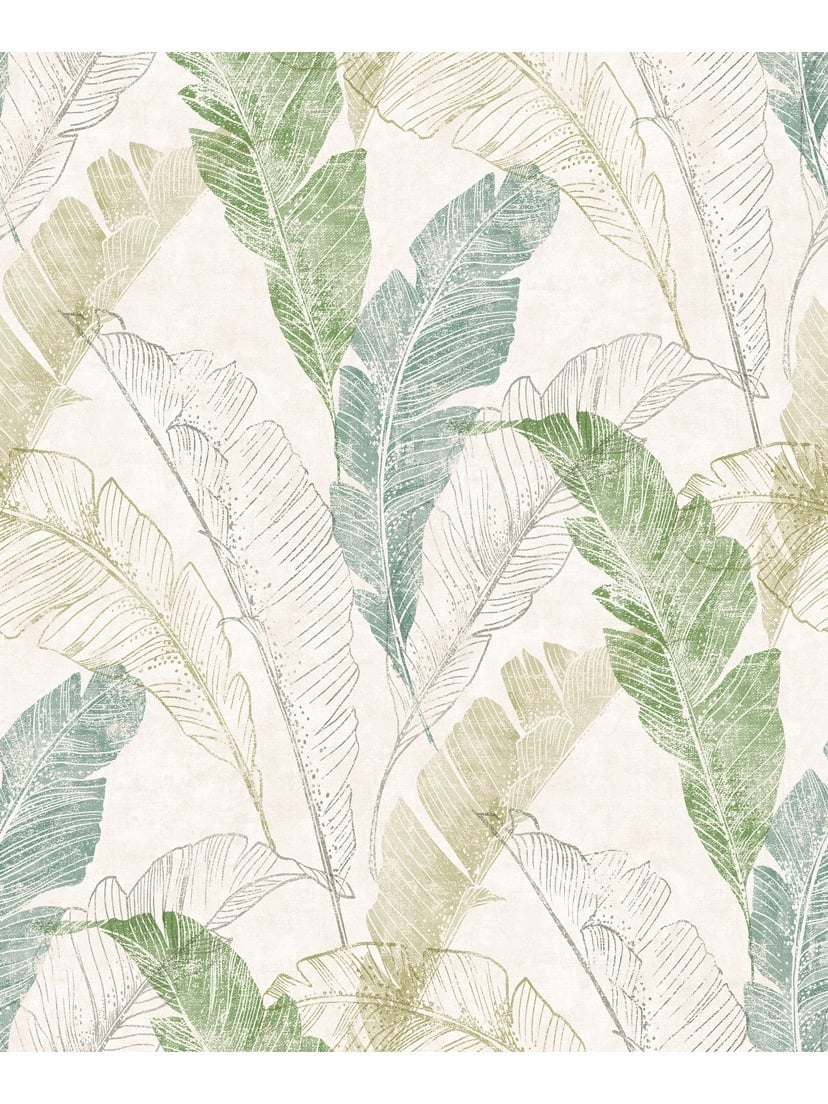 Behang Myriad Tropical Leaf grijs/groen