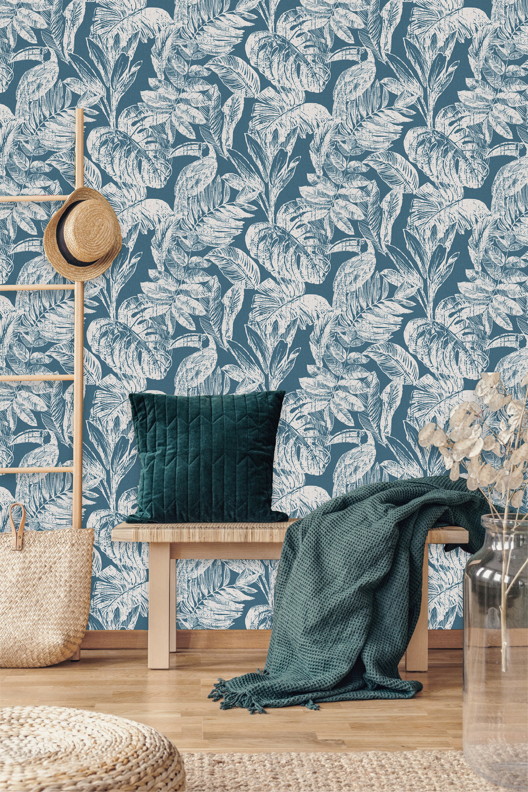 Behang Myriad Rebecca petrol/beige