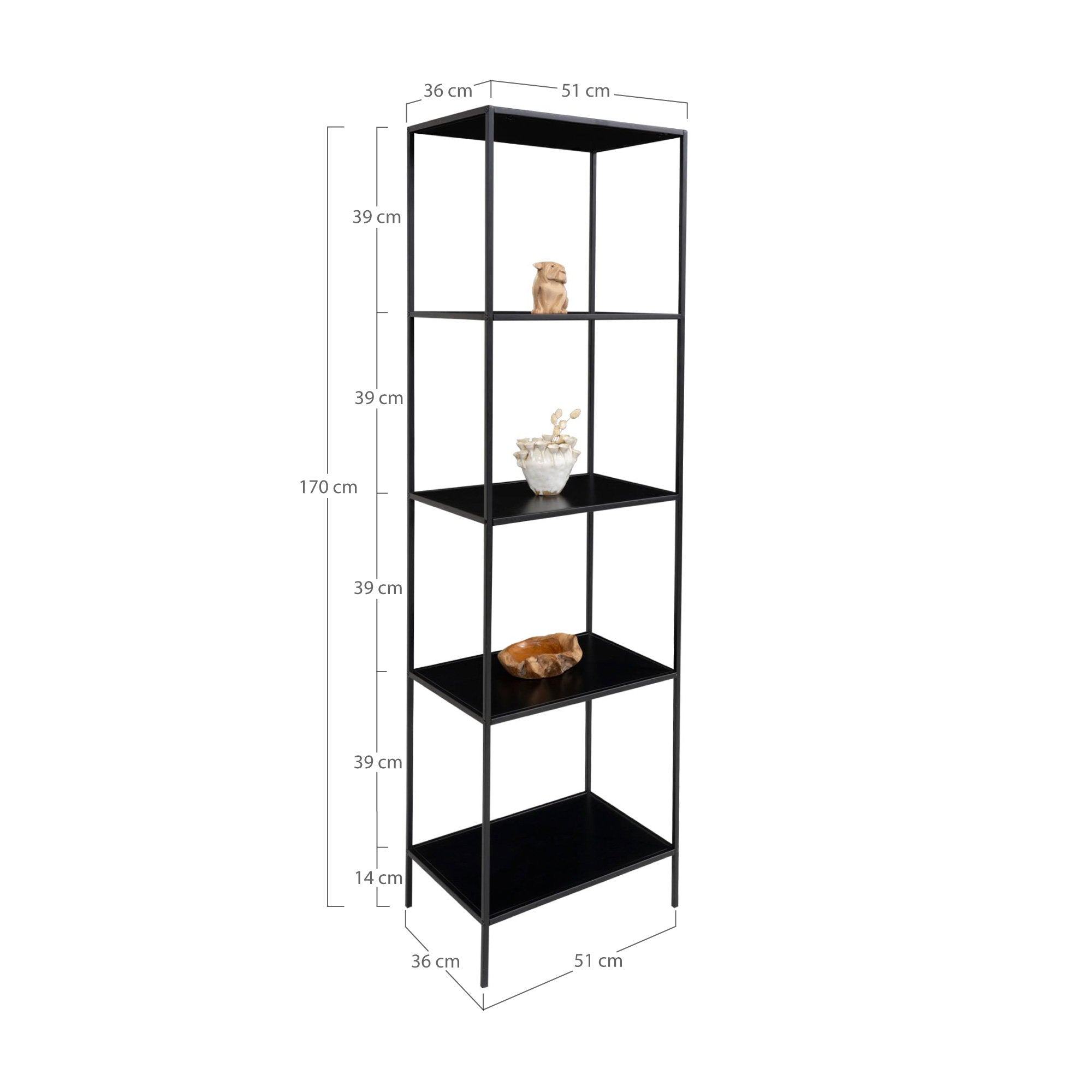 Vita wandplanken zwart 51x36x170 cm