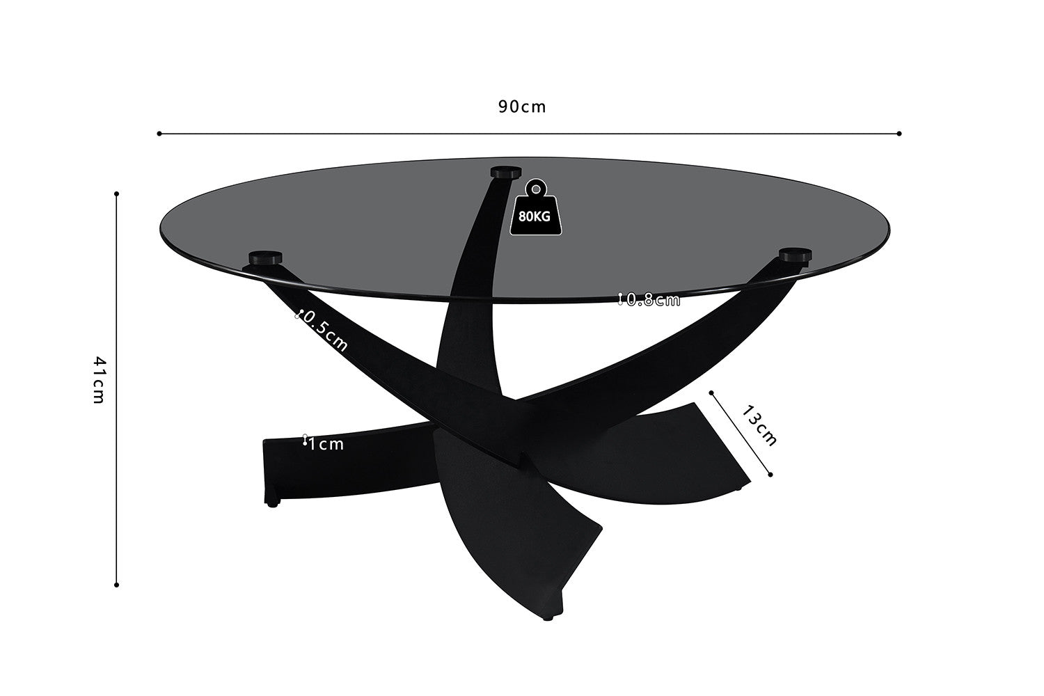 Salontafel Weston Grijs helder glas