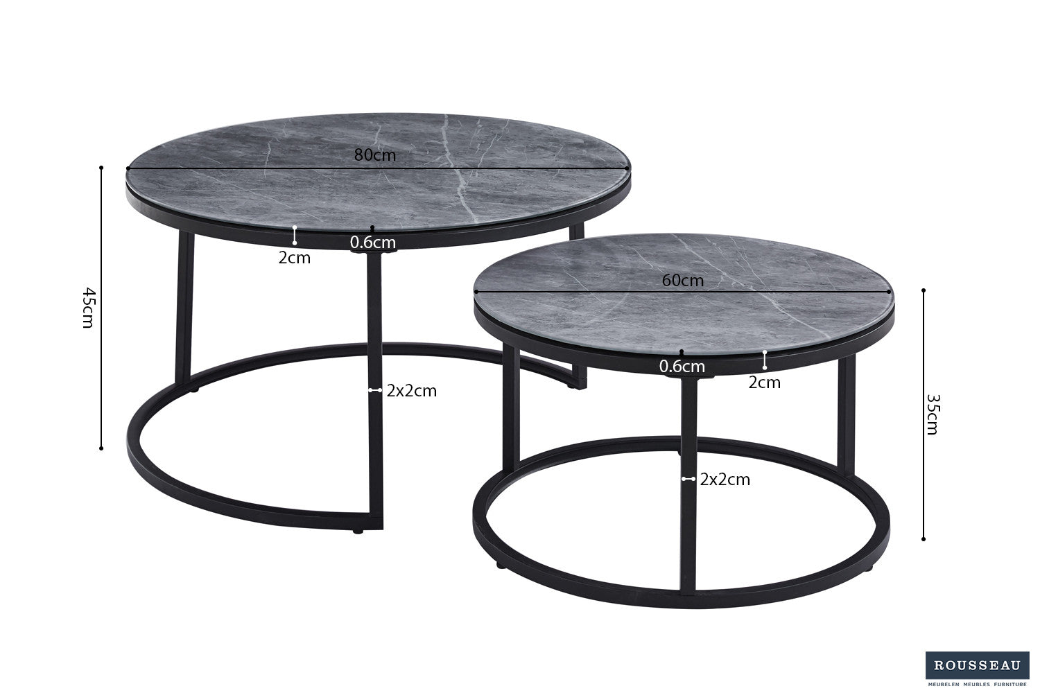 Salontafel 'Boston' Decor Glas Steen Grijs