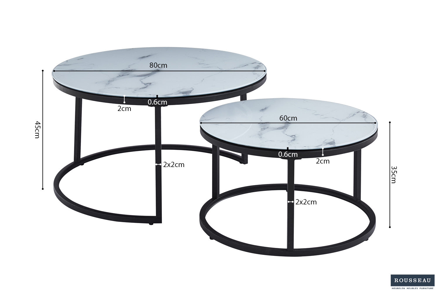Salontafel 'Boston' Decor Glas Marmer Wit
