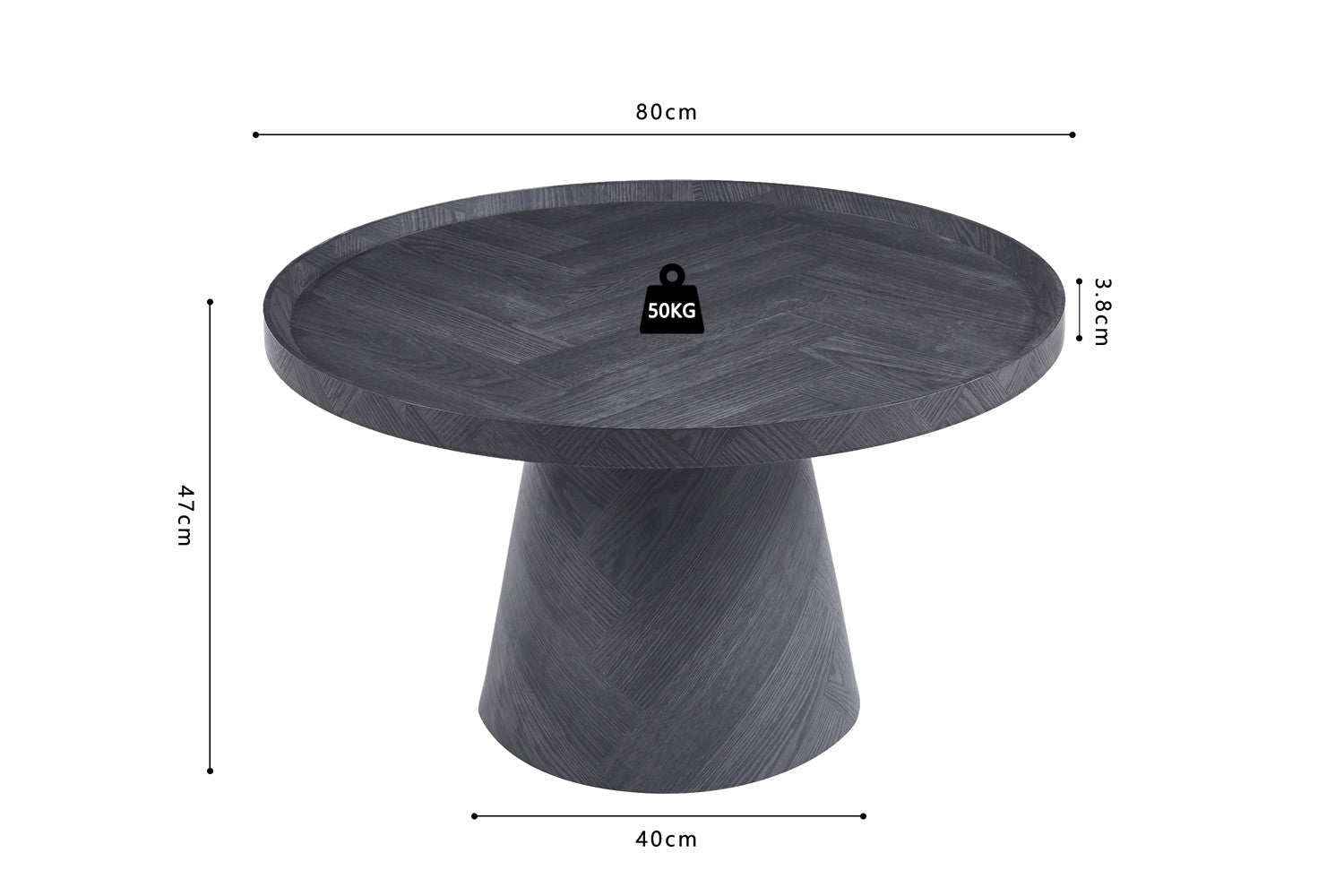 Salontafel 'Manus' 80 cm Decor Donkergrijs