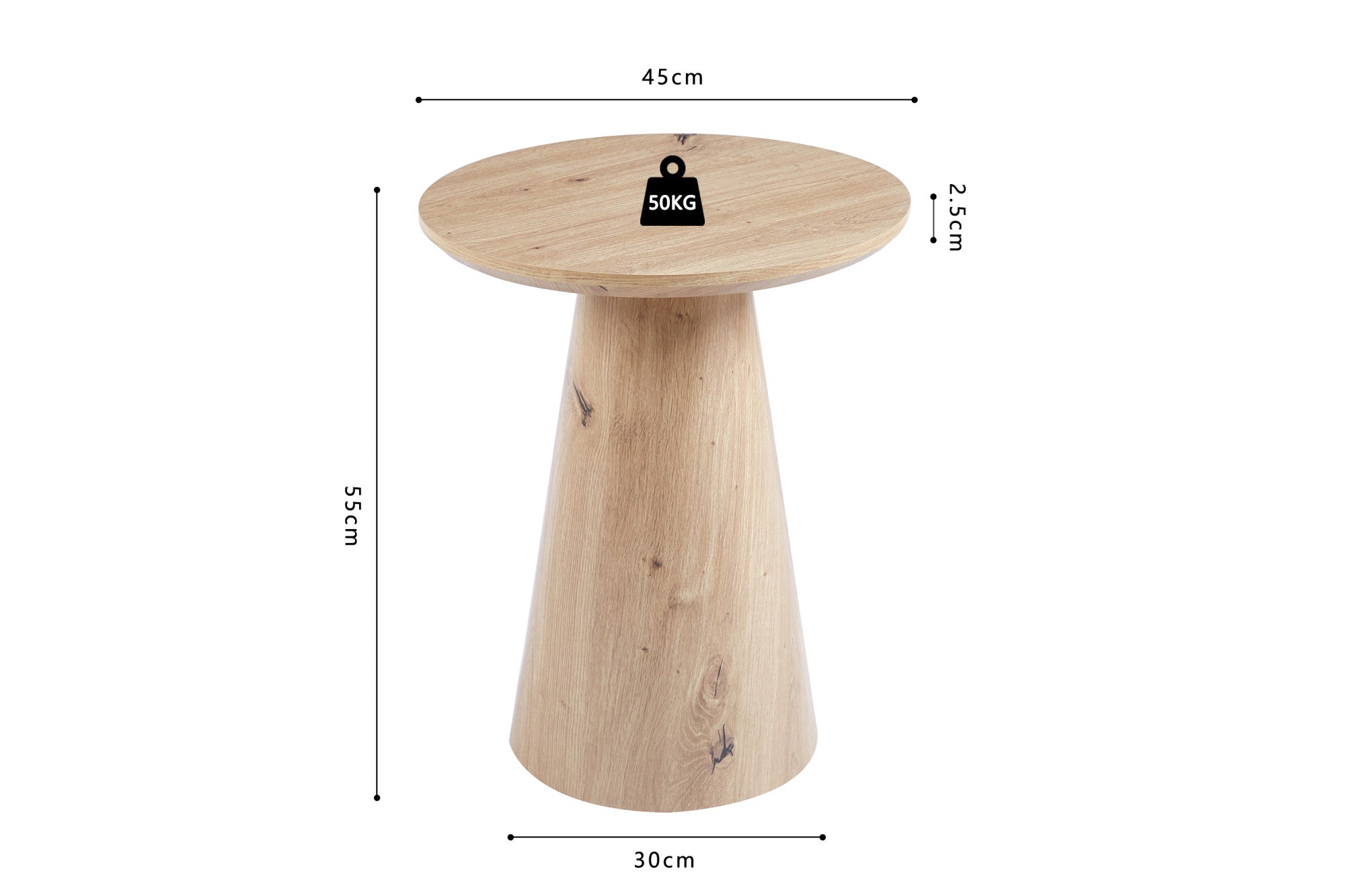 Salontafel 'Lukas' 45 cm Decor Oude eik