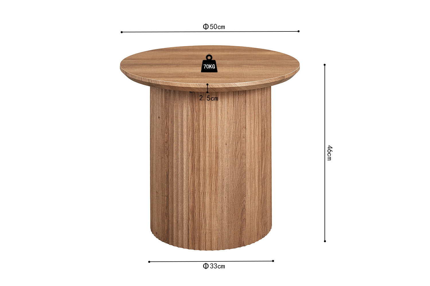 SALE - Salontafel 'Lagos' 50 cm Rond Decor Oude eik