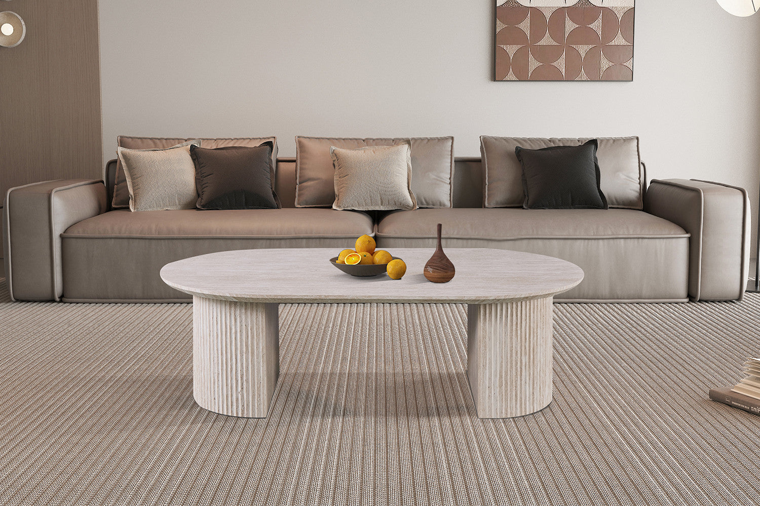 Salontafel 'Lagos' 120 cm Ovaal Decor Travertin Beige