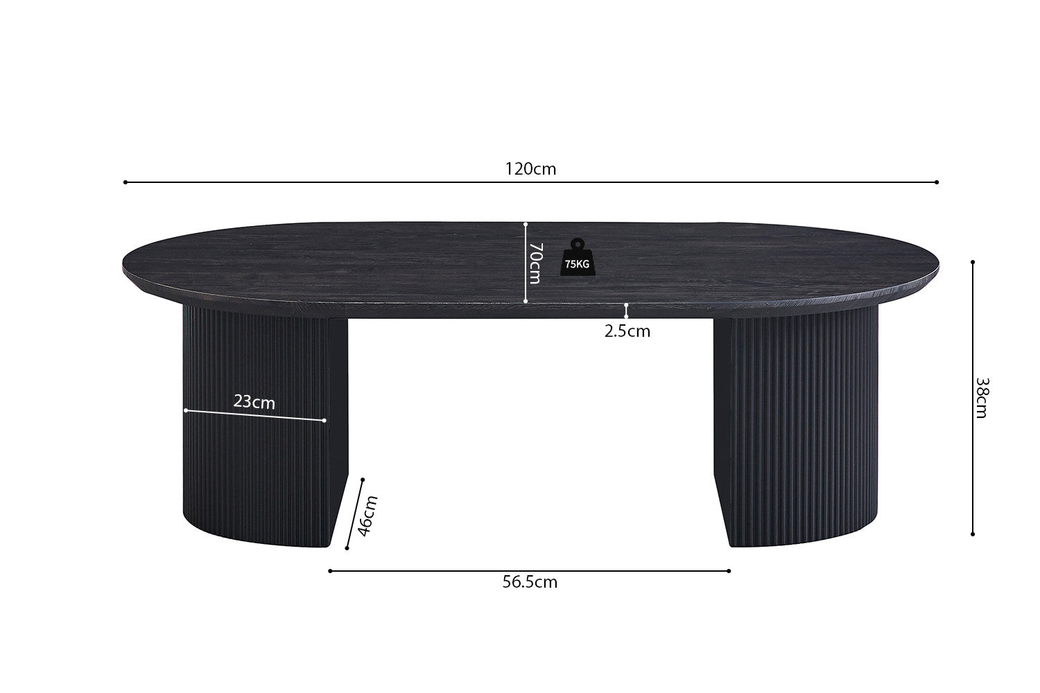 Salontafel Lagos 120 cm Ovaal Donkerbruin