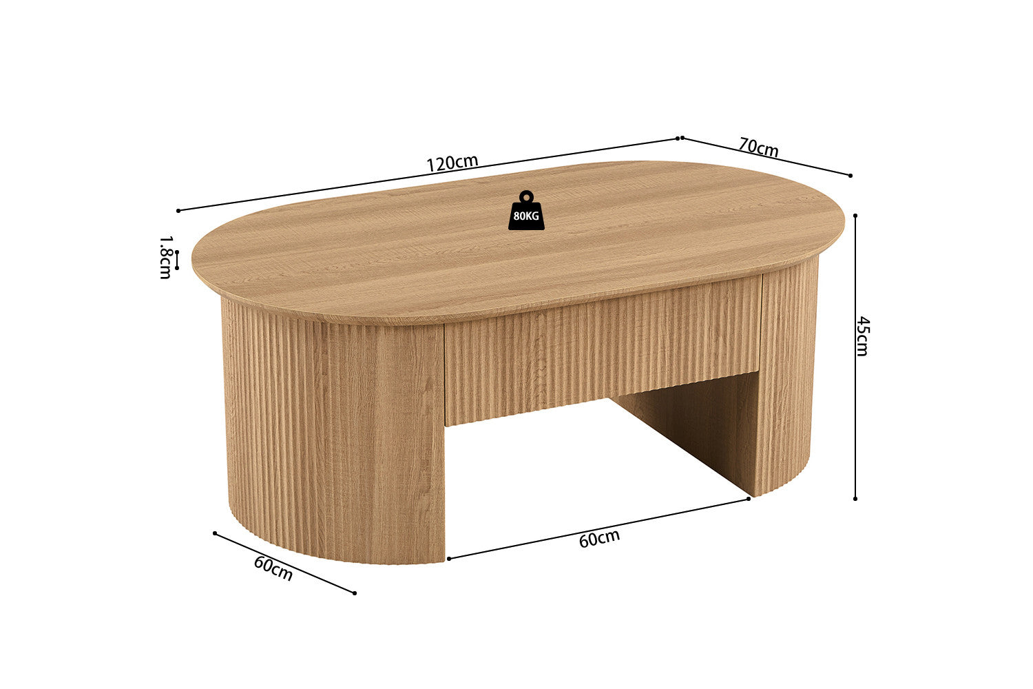 NEW - Salontafel 'Lagos' 120 cm Lift-top Decor Eik Naturel
