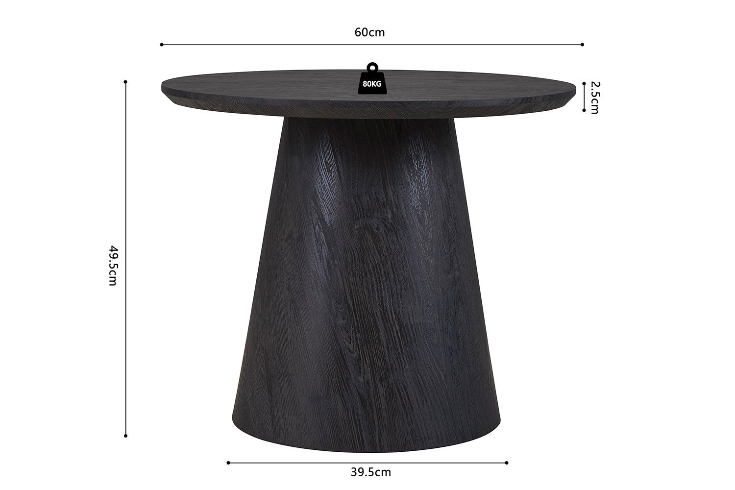 Bijzetttafel Miklos 60 cm Rond Decor Donkerbruin