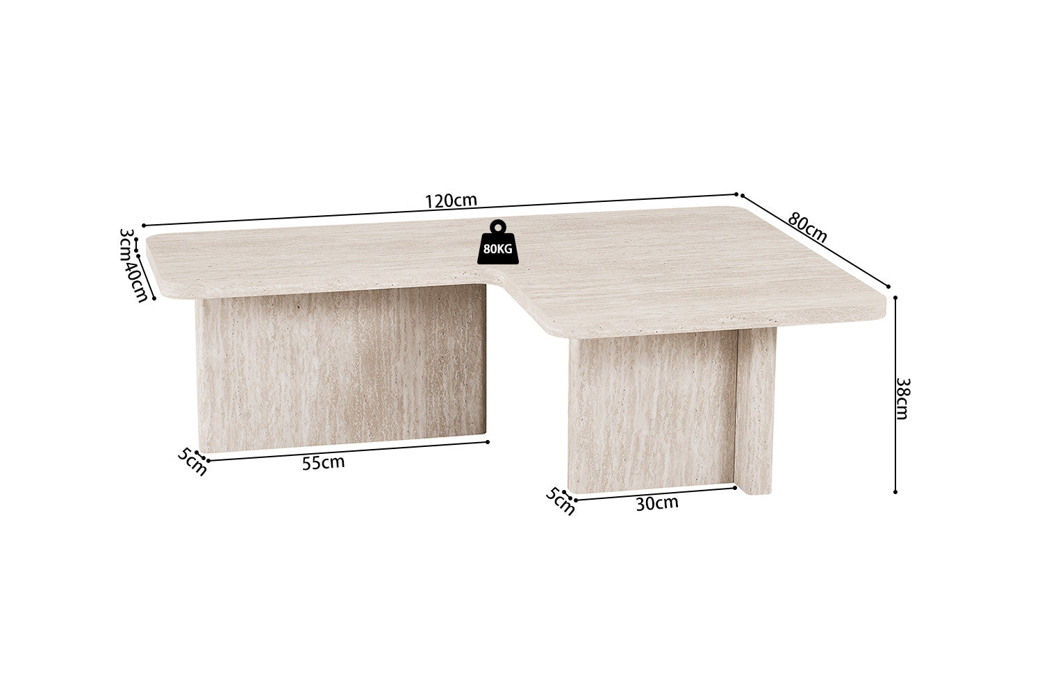 Salontafel Arallo Travertin Beige