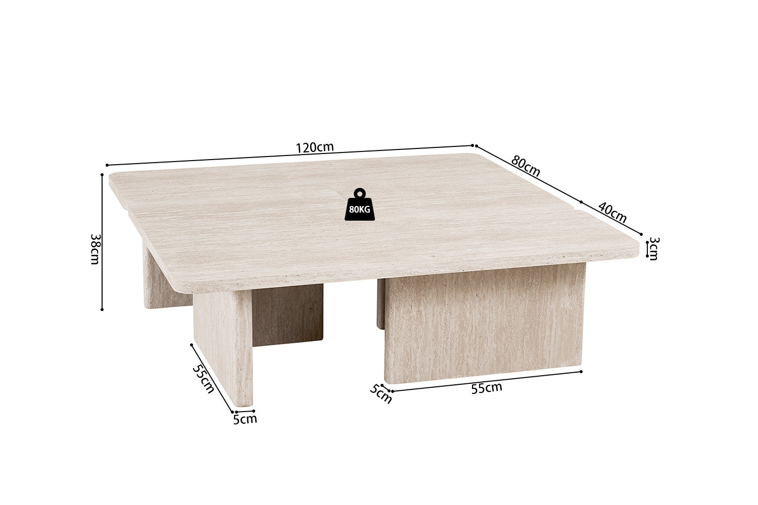 Salontafel Arallo Travertin Beige