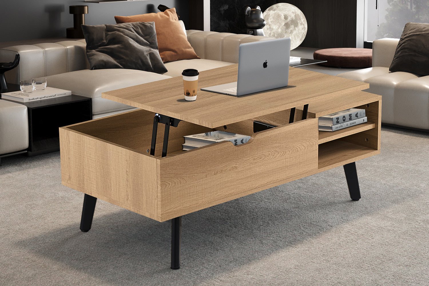 Salontafel Justine Opklapbare top Eik Naturel