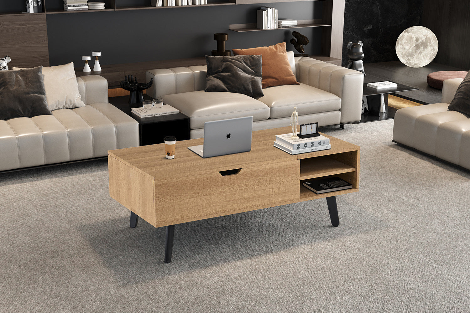 Salontafel Justine Opklapbare top Eik Naturel