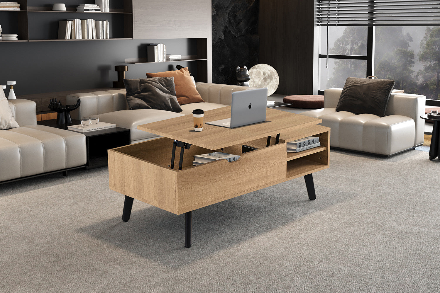 Salontafel Justine Opklapbare top Eik Naturel